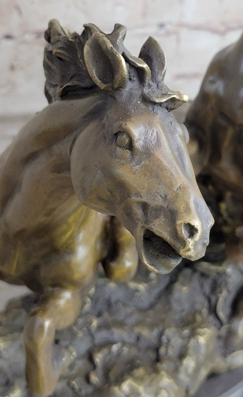 35.5 CM Western Art Deco 100% Solid Bronze Fine Horse Equine Steed Ornament Sculpture