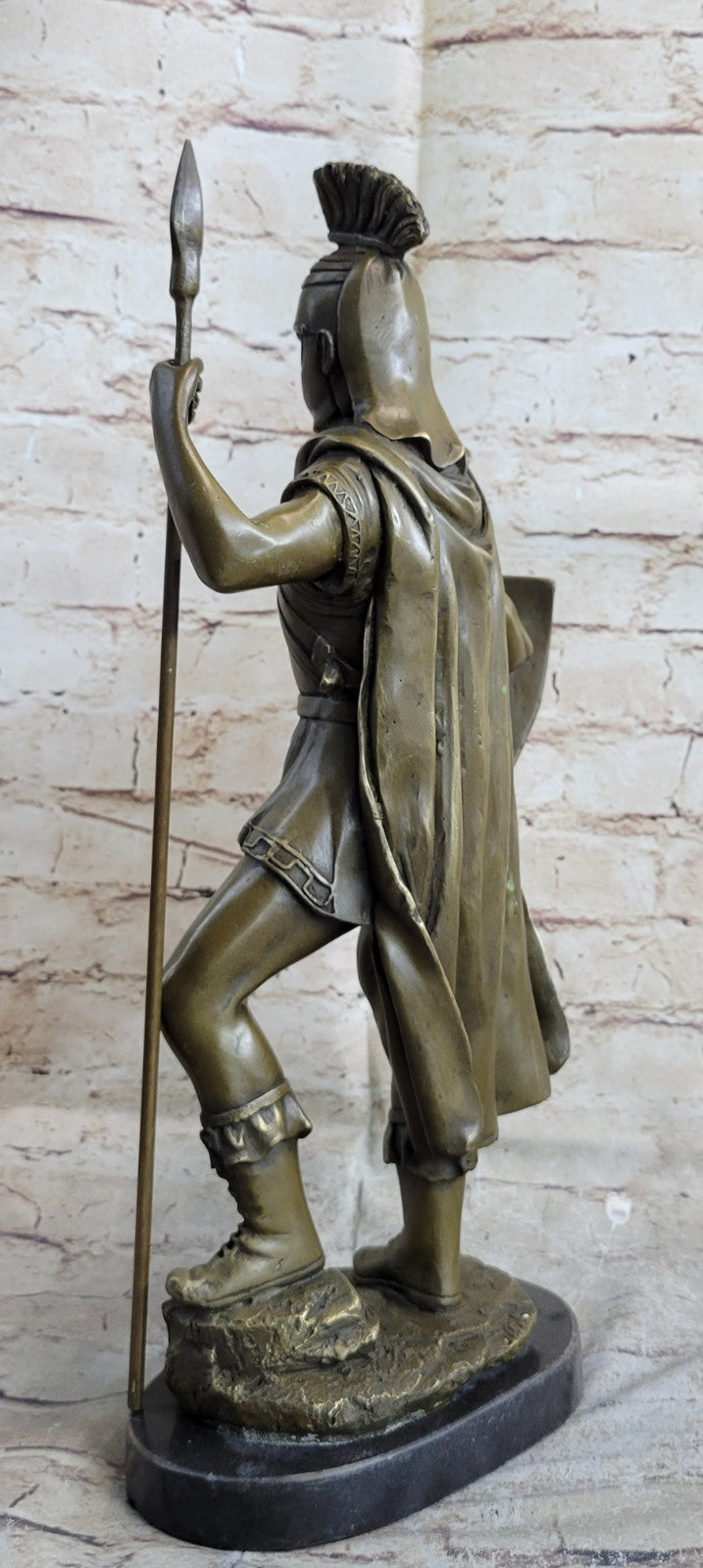 SIGNED BRONZE STATUE ROMAN GOD OF WAR WARRIOR MILITARY SCULPTURE ON MARBLE SALE