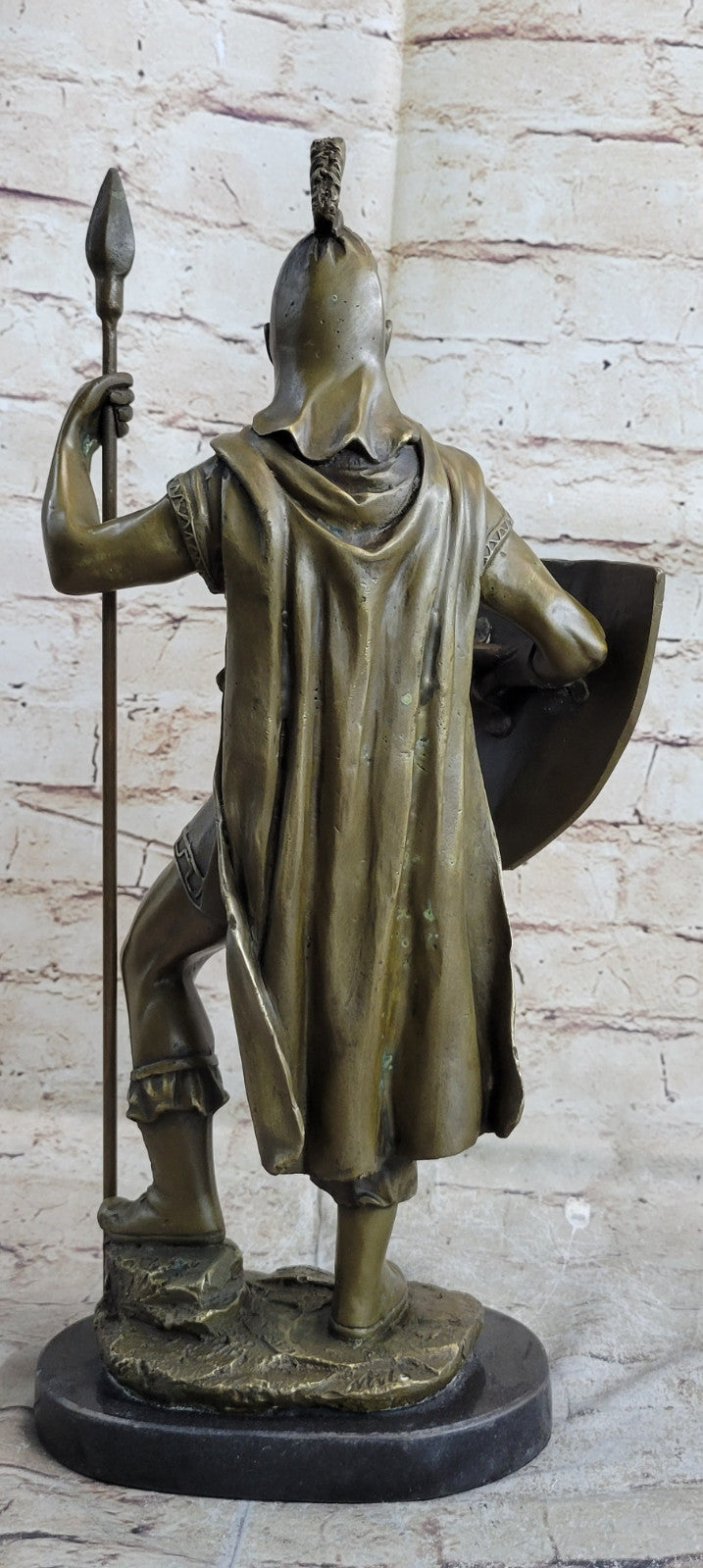 SIGNED BRONZE STATUE ROMAN GOD OF WAR WARRIOR MILITARY SCULPTURE ON MARBLE SALE