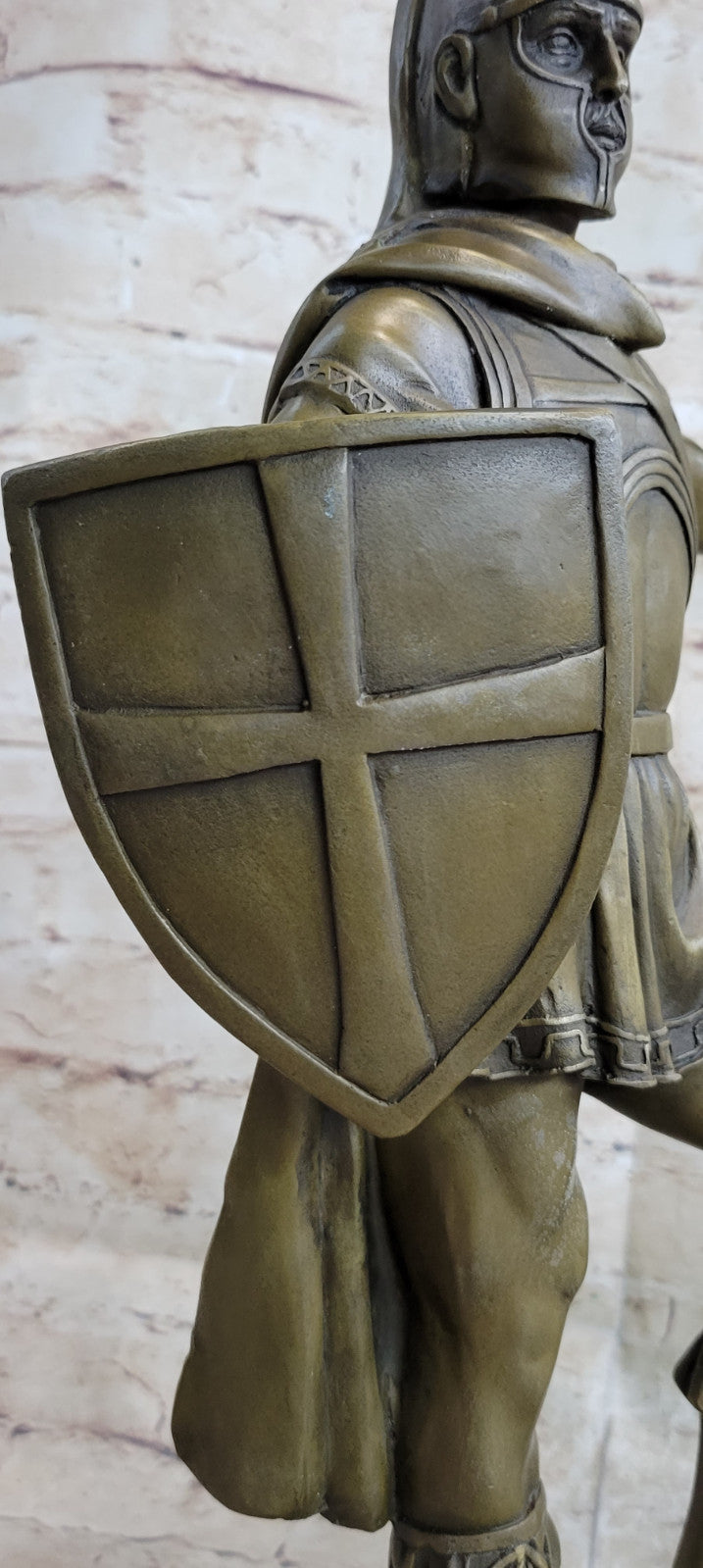 SIGNED BRONZE STATUE ROMAN GOD OF WAR WARRIOR MILITARY SCULPTURE ON MARBLE SALE