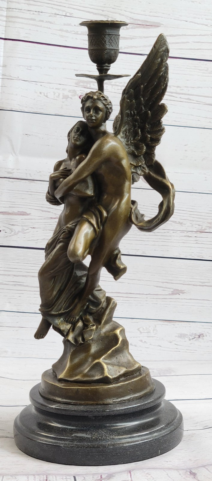 Art Decor Marble Bronze Sculpture Angel " Psyche and Eros " Statue Figure Cupid