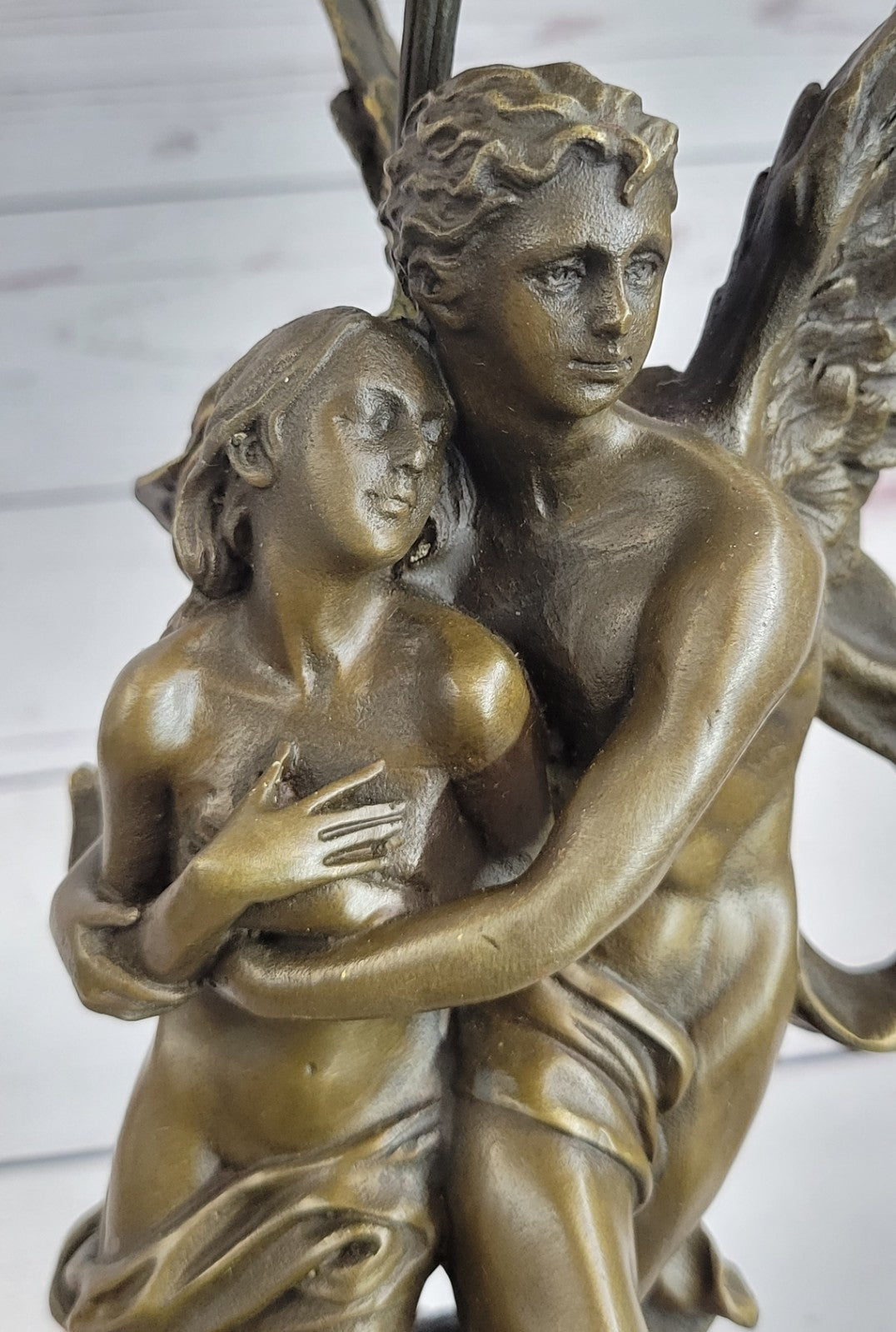 Art Decor Marble Bronze Sculpture Angel " Psyche and Eros " Statue Figure Cupid