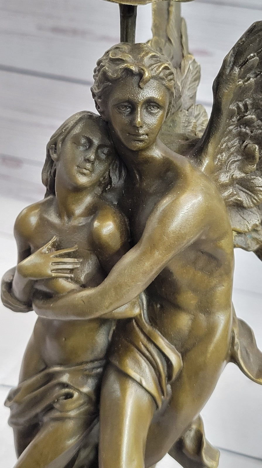 Art Decor Marble Bronze Sculpture Angel " Psyche and Eros " Statue Figure Cupid