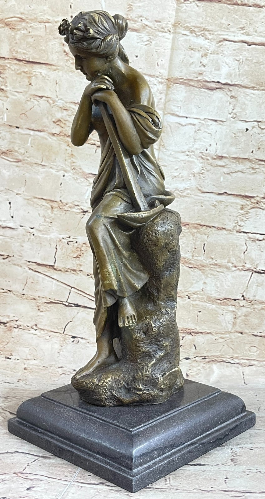 Handcrafted Detailed Nude Victorian Style Female Worker Bronze Sculpture Sale