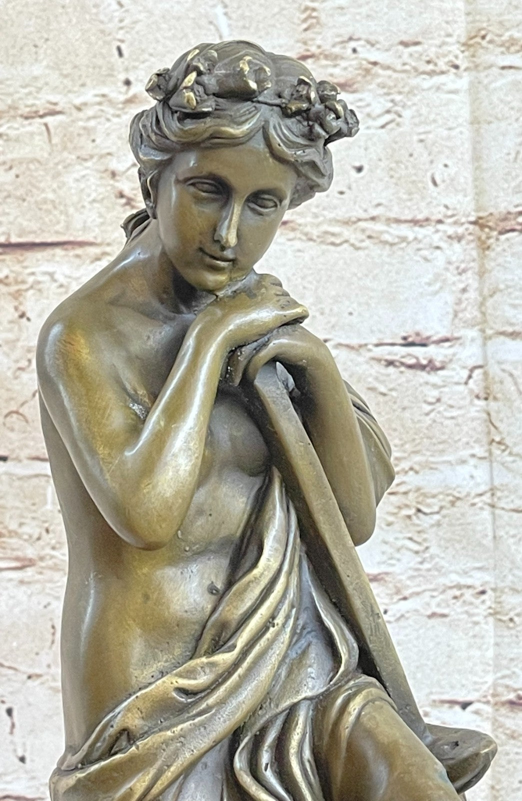 Handcrafted Detailed Nude Victorian Style Female Worker Bronze Sculpture Sale