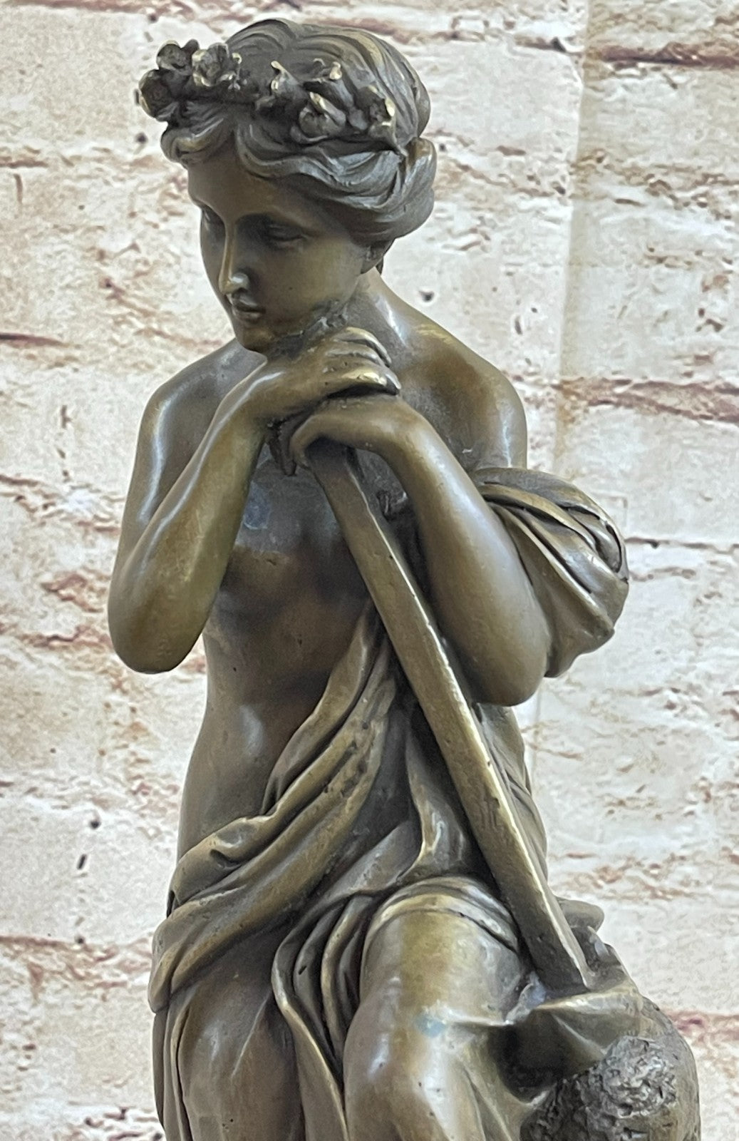 Handcrafted Detailed Nude Victorian Style Female Worker Bronze Sculpture Sale