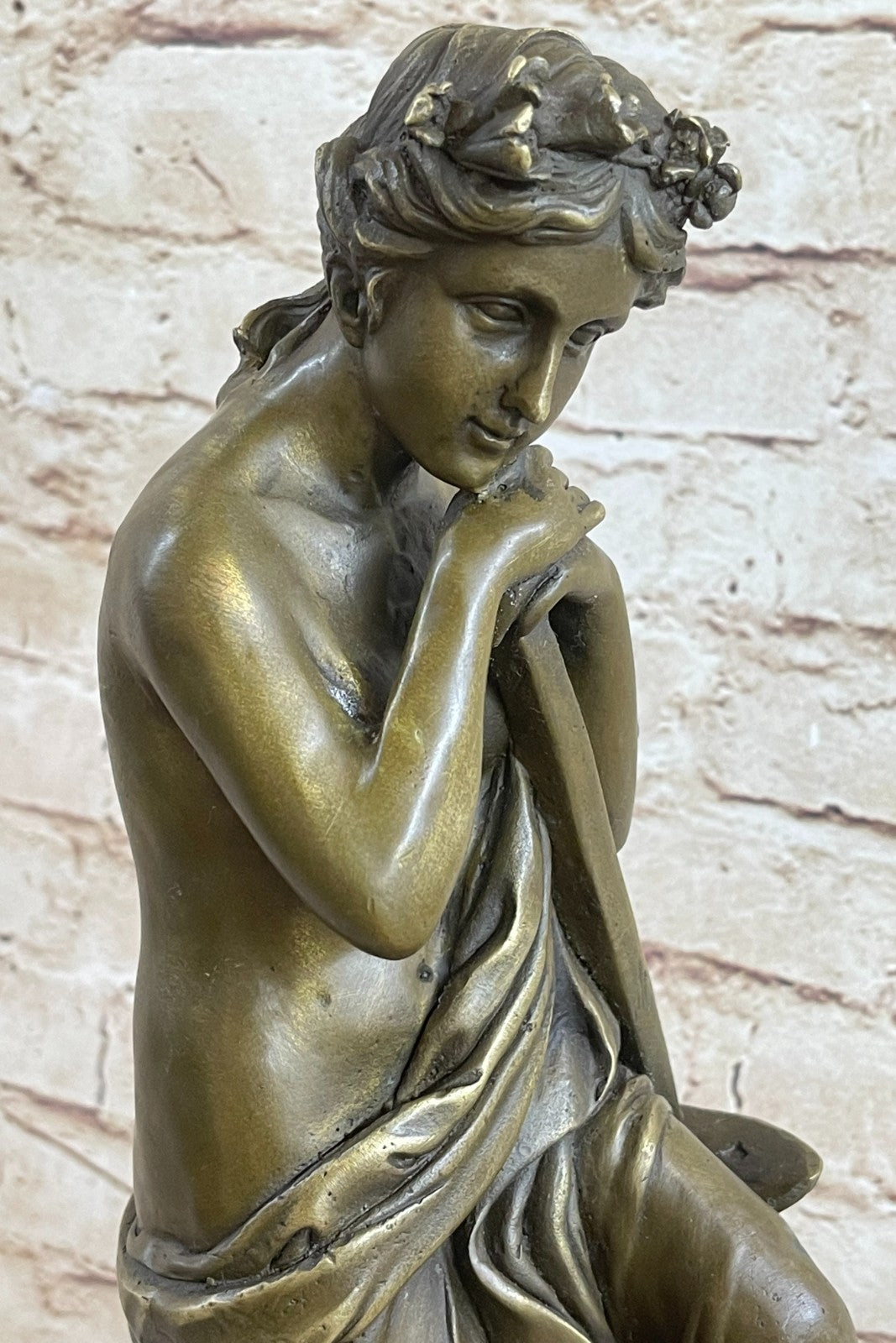 Handcrafted Detailed Nude Victorian Style Female Worker Bronze Sculpture Sale