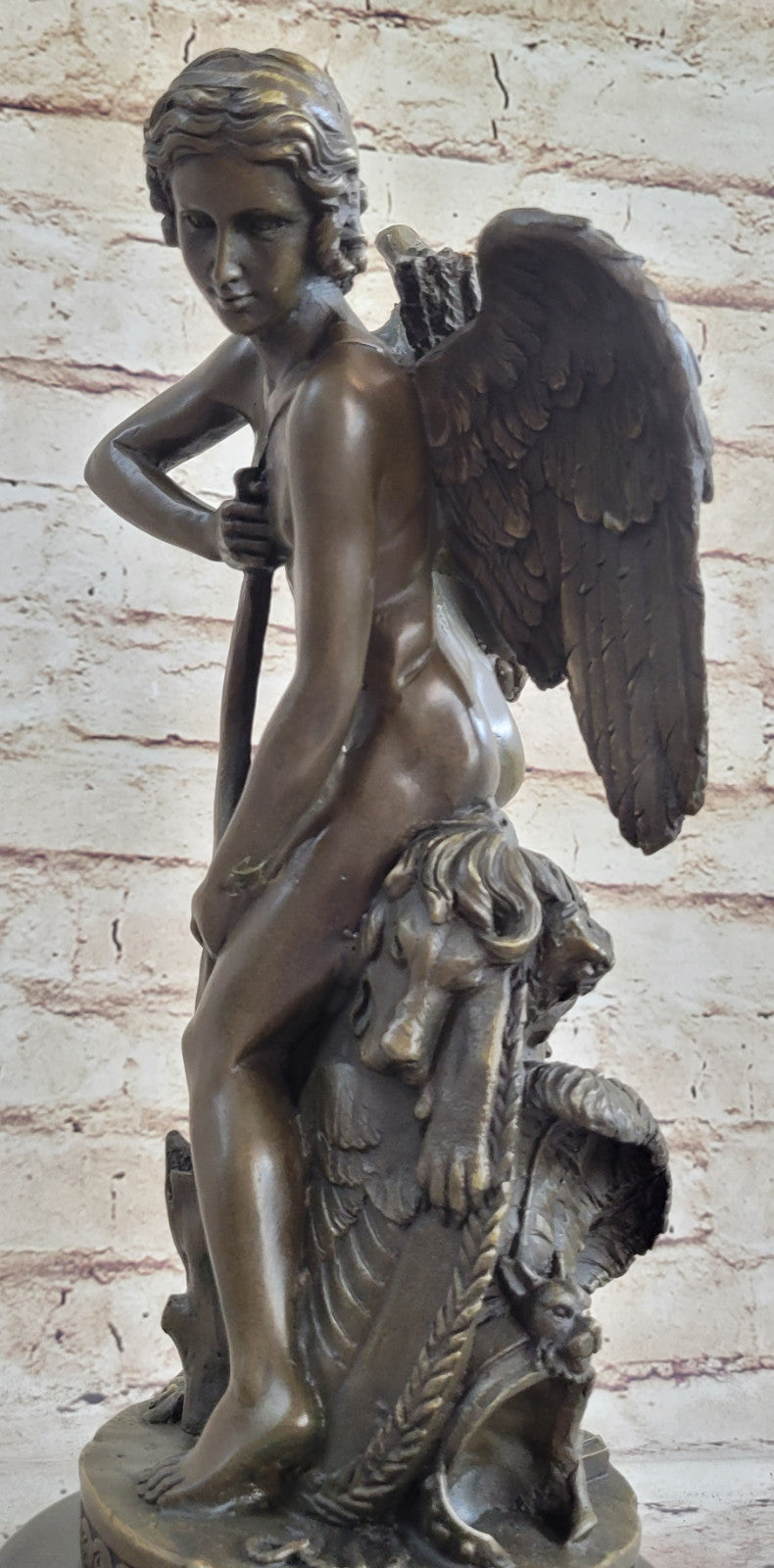 Cupid Romantic Lovers Bronze Wedding Anniversary Bronze Signed Sculpture Statue