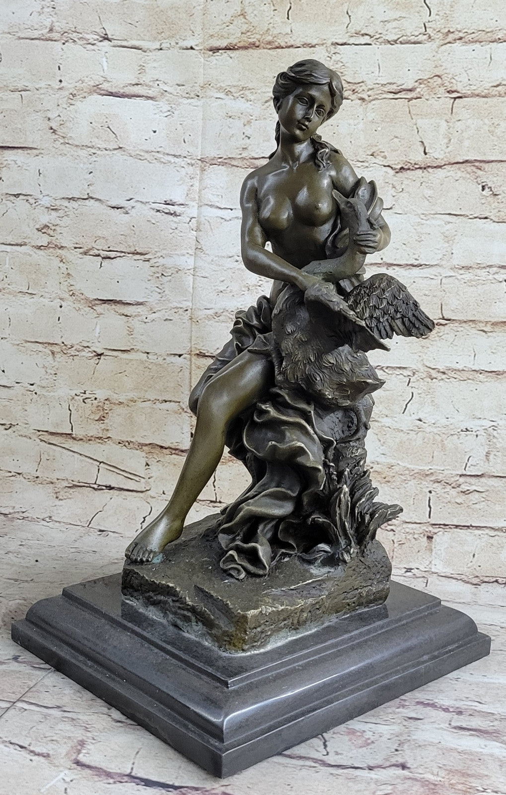 Art Deco Leda & Swan Greek Mythology Classic Famous Artwork Figurine Figure Nude