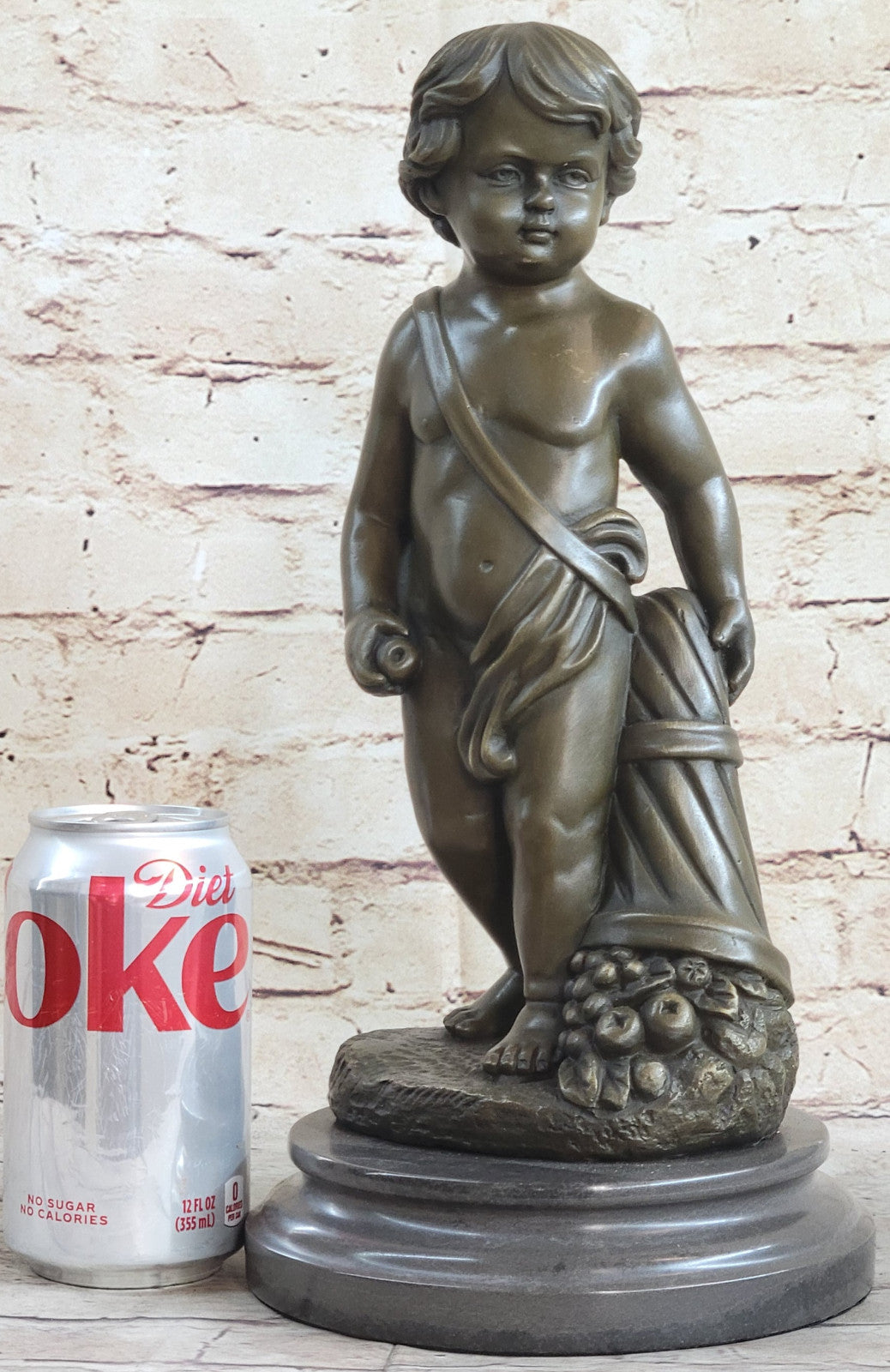 Cute Boy Signed Artwork by French artist Moreau Bronze Sculpture Figurine