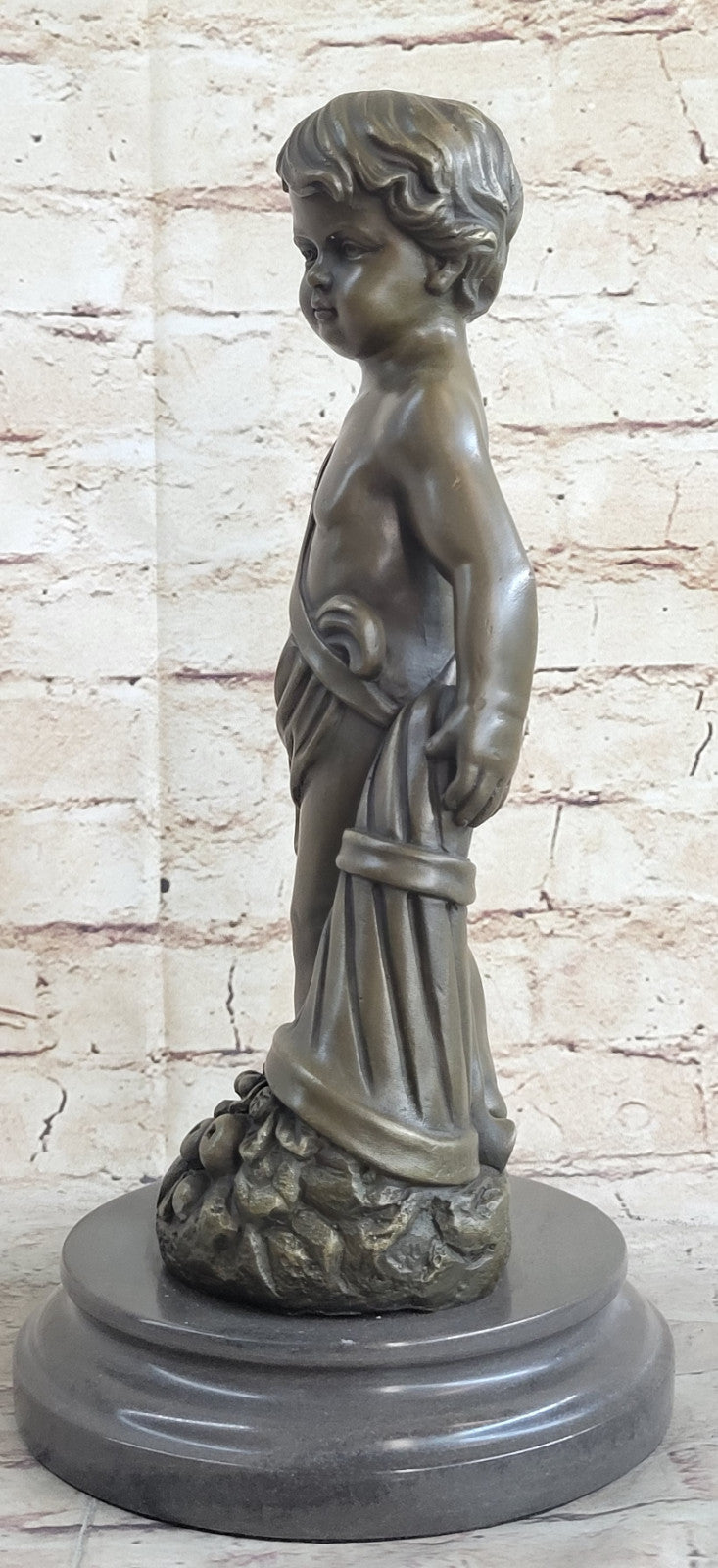 Cute Boy Signed Artwork by French artist Moreau Bronze Sculpture Figurine