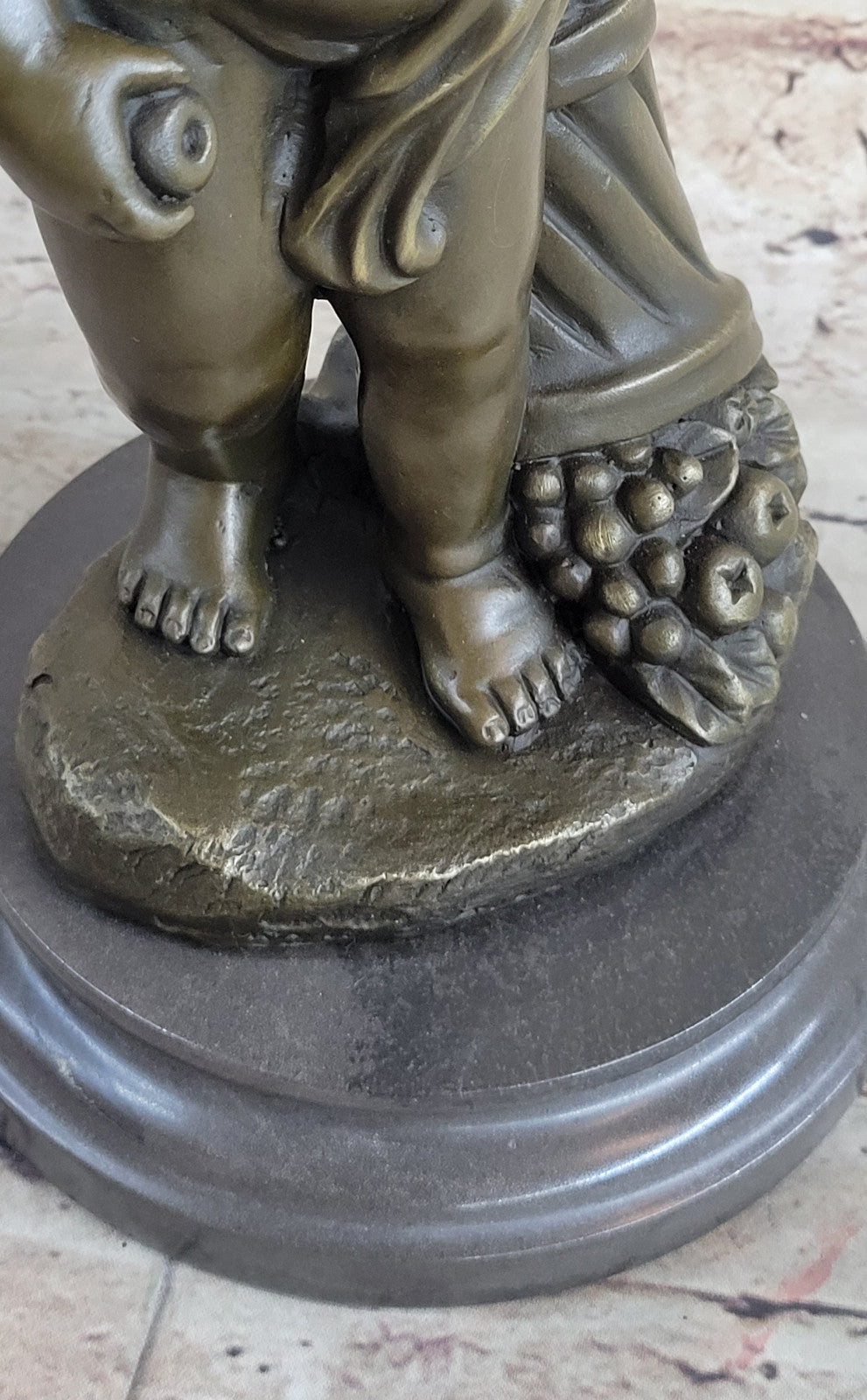 Cute Boy Signed Artwork by French artist Moreau Bronze Sculpture Figurine