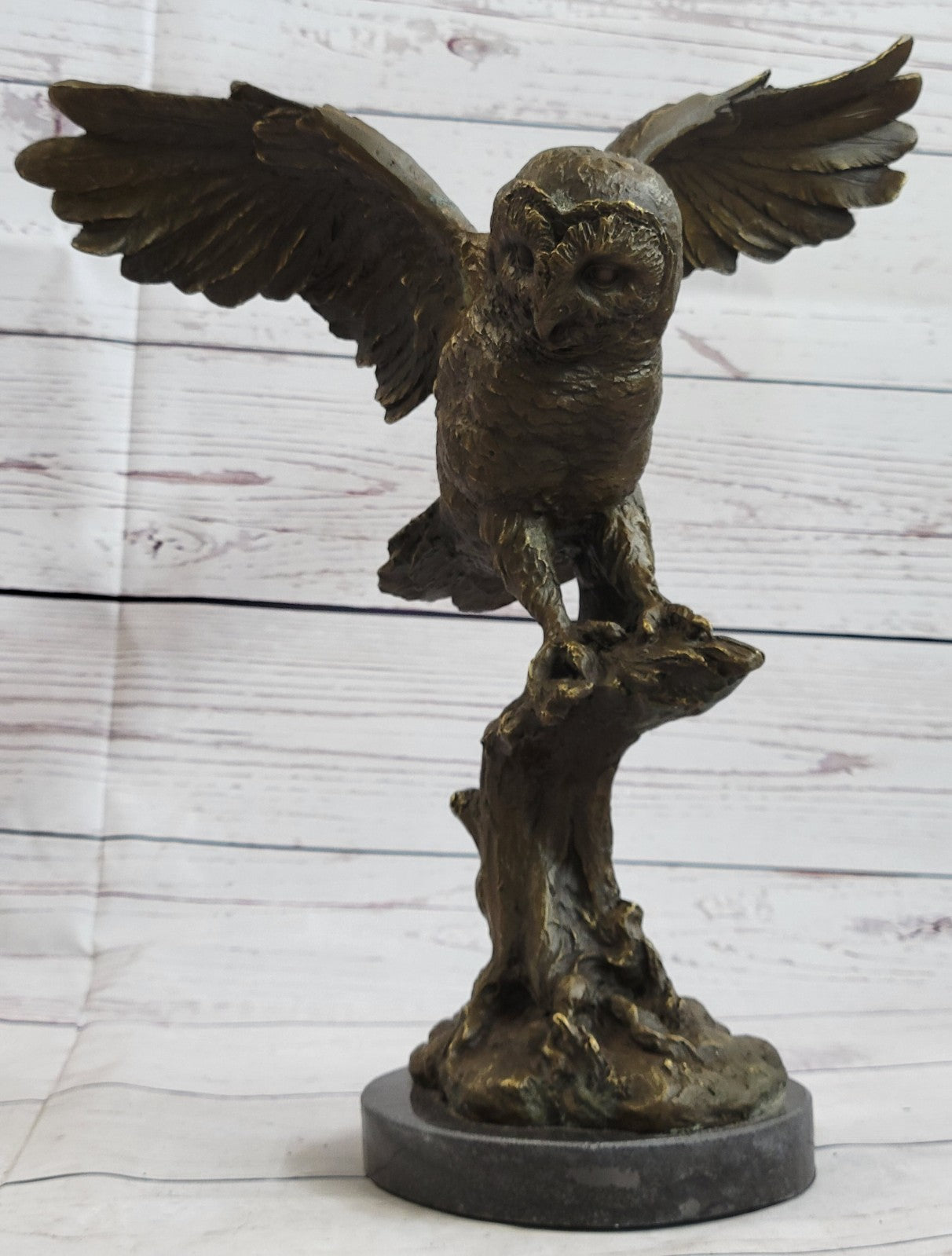 EXCLUSIVE STYLISED BRONZE OWL HOT CAST STATUE BIRD FIGURE CUBIST HAND MADE SALE