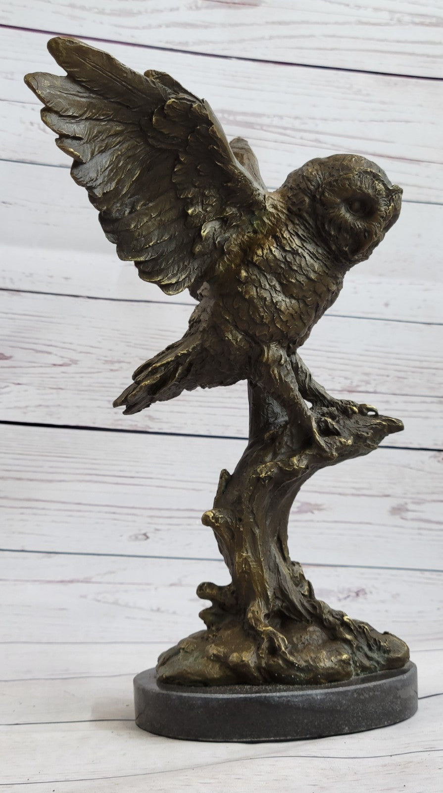 EXCLUSIVE STYLISED BRONZE OWL HOT CAST STATUE BIRD FIGURE CUBIST HAND MADE SALE