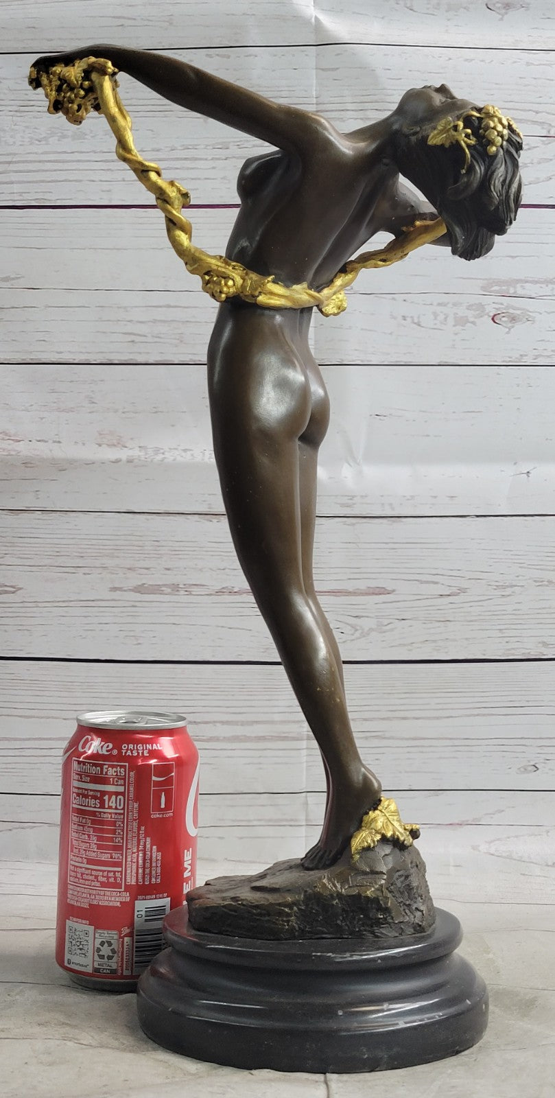 Bronze The Vine Wine Nude Women Sexual Art Sculpture Figurine with Marble Base