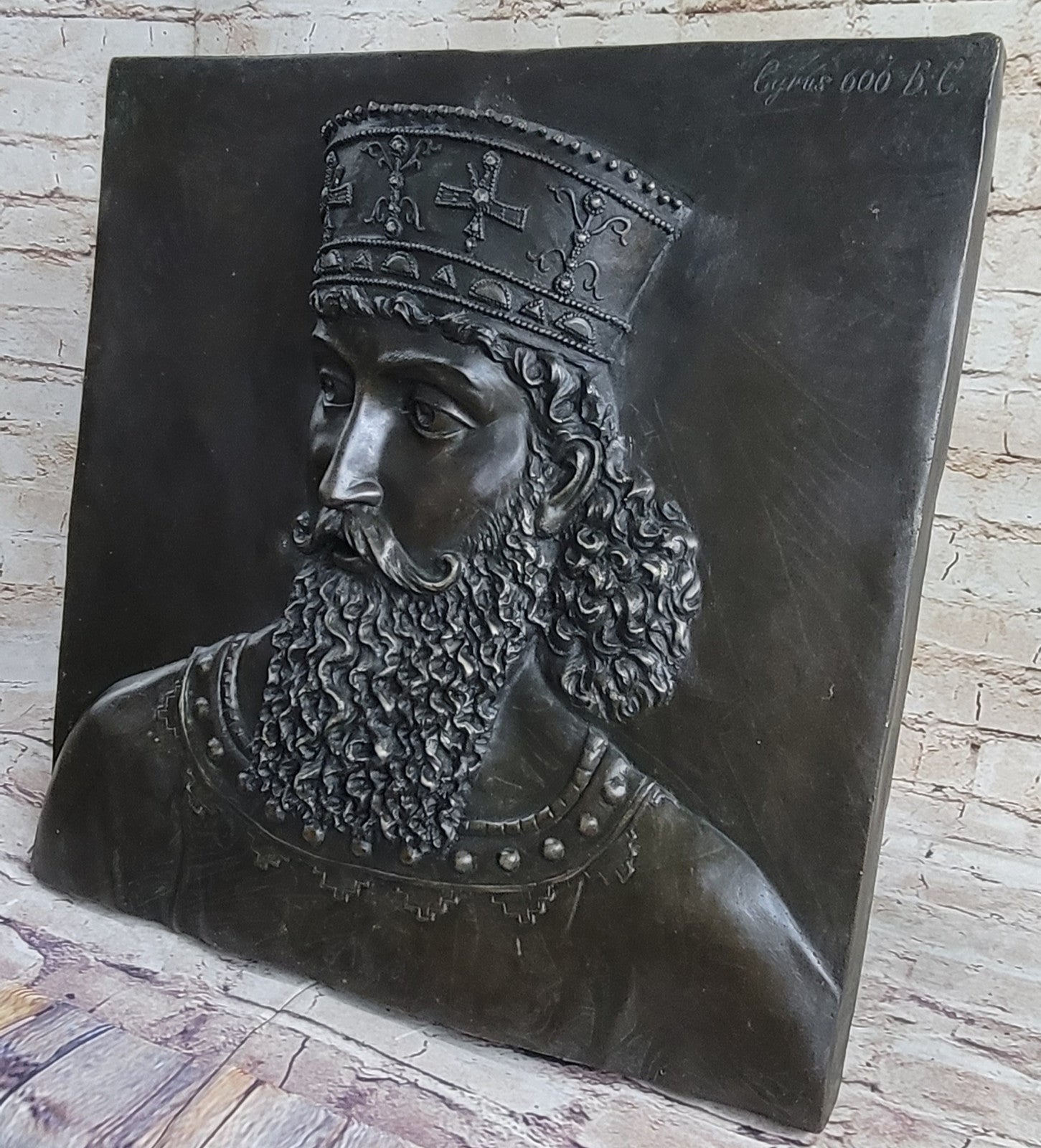 Art Deco Cyrus The Great Greatest Persian Empire King Bronze Sculpture for Wall