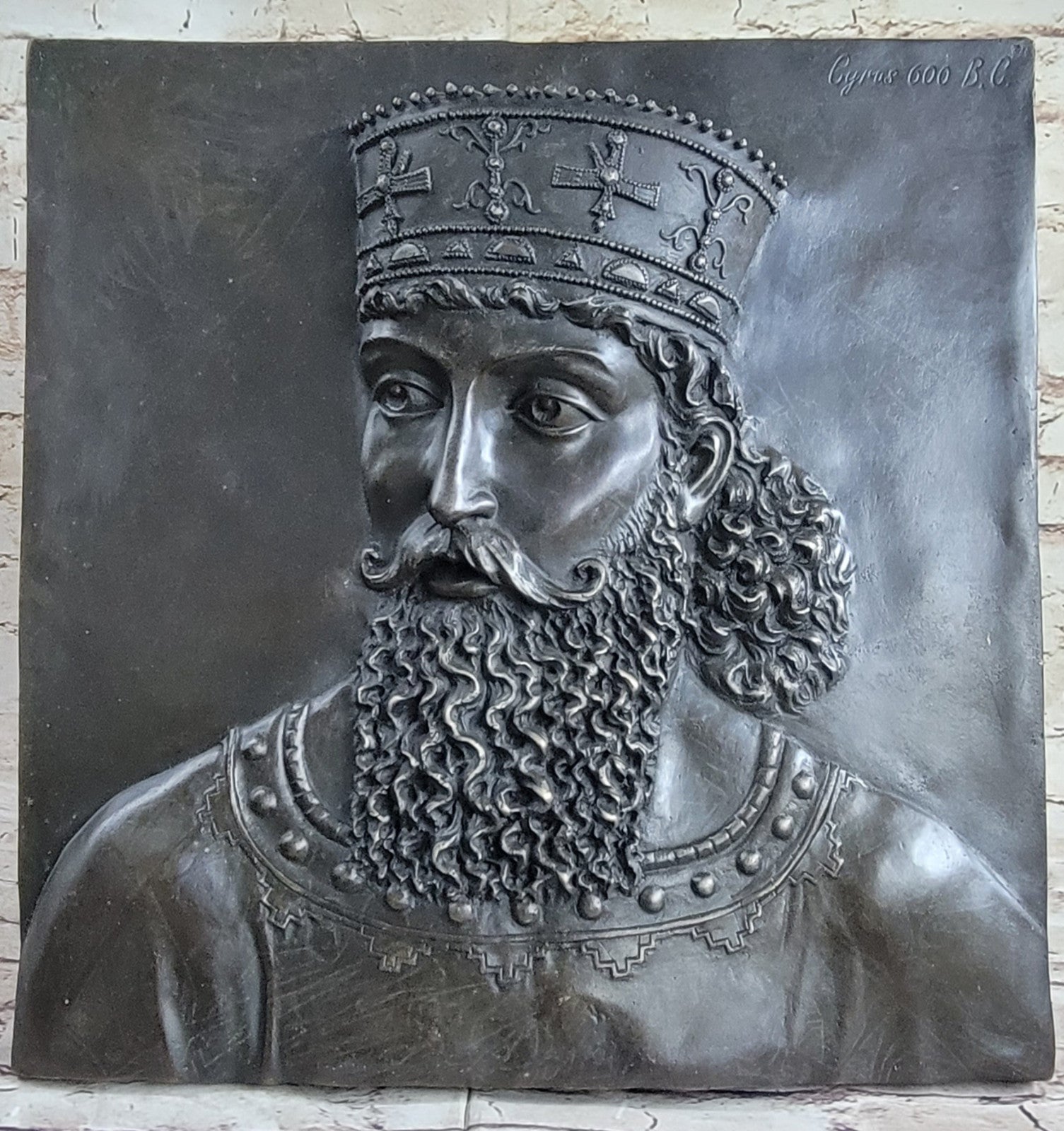 Art Deco Cyrus The Great Greatest Persian Empire King Bronze Sculpture for Wall