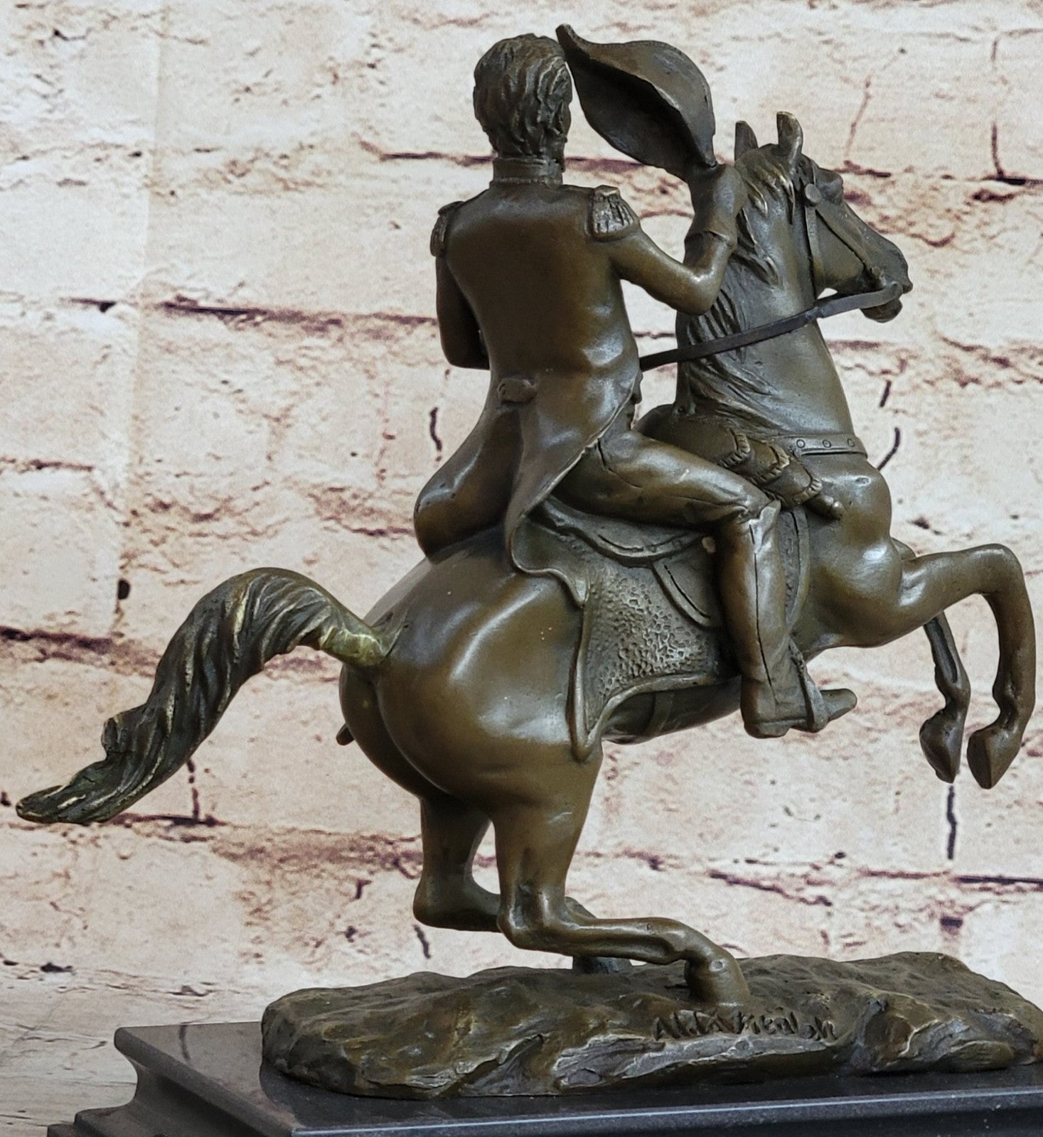 Hot Cast Civil War General on Horse and Sword Bronze Sculpture Marble Figurine