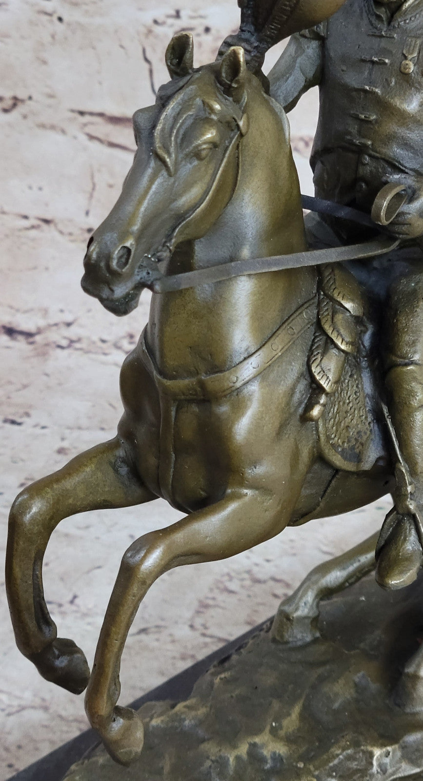 Hot Cast Civil War General on Horse and Sword Bronze Sculpture Marble Figurine