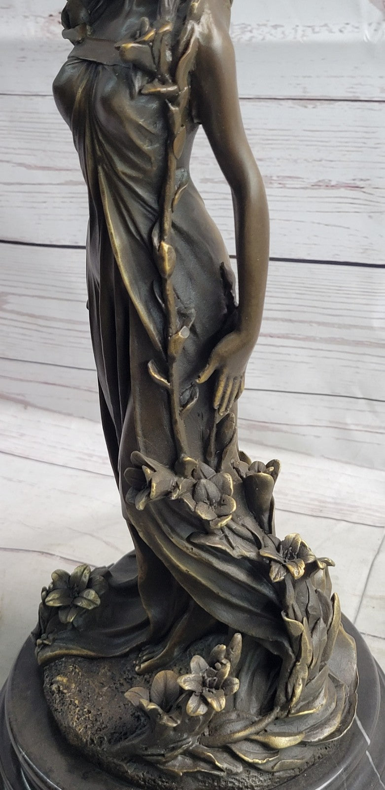 Art Nouveau Gilt Bronze Sculpture of a Young Girl Nude by Aldo Vitaleh Italy LRG