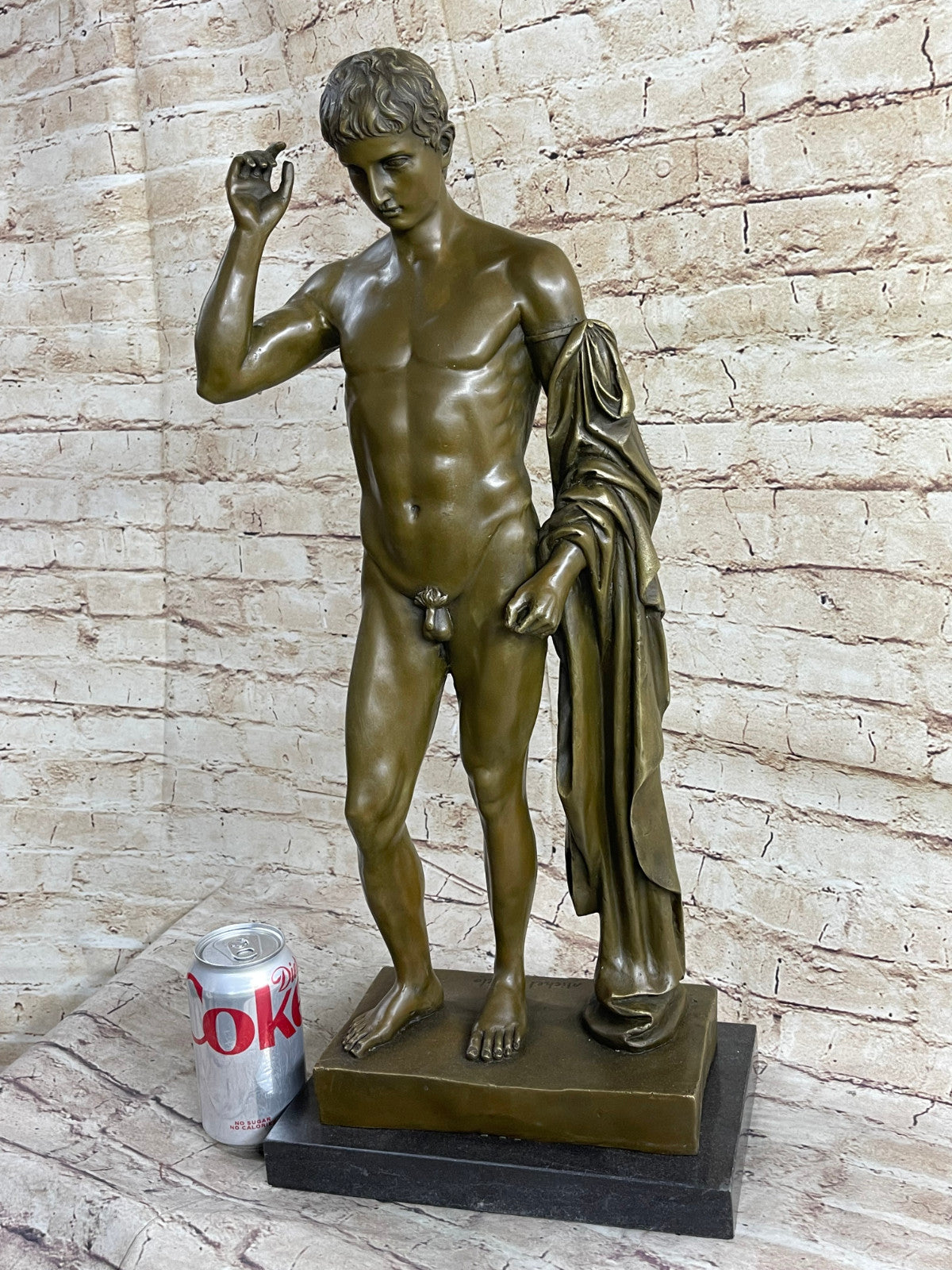 Nude Young Man Male David Bronze Marble Statue Sculpture Figurine Hot Cast Decor