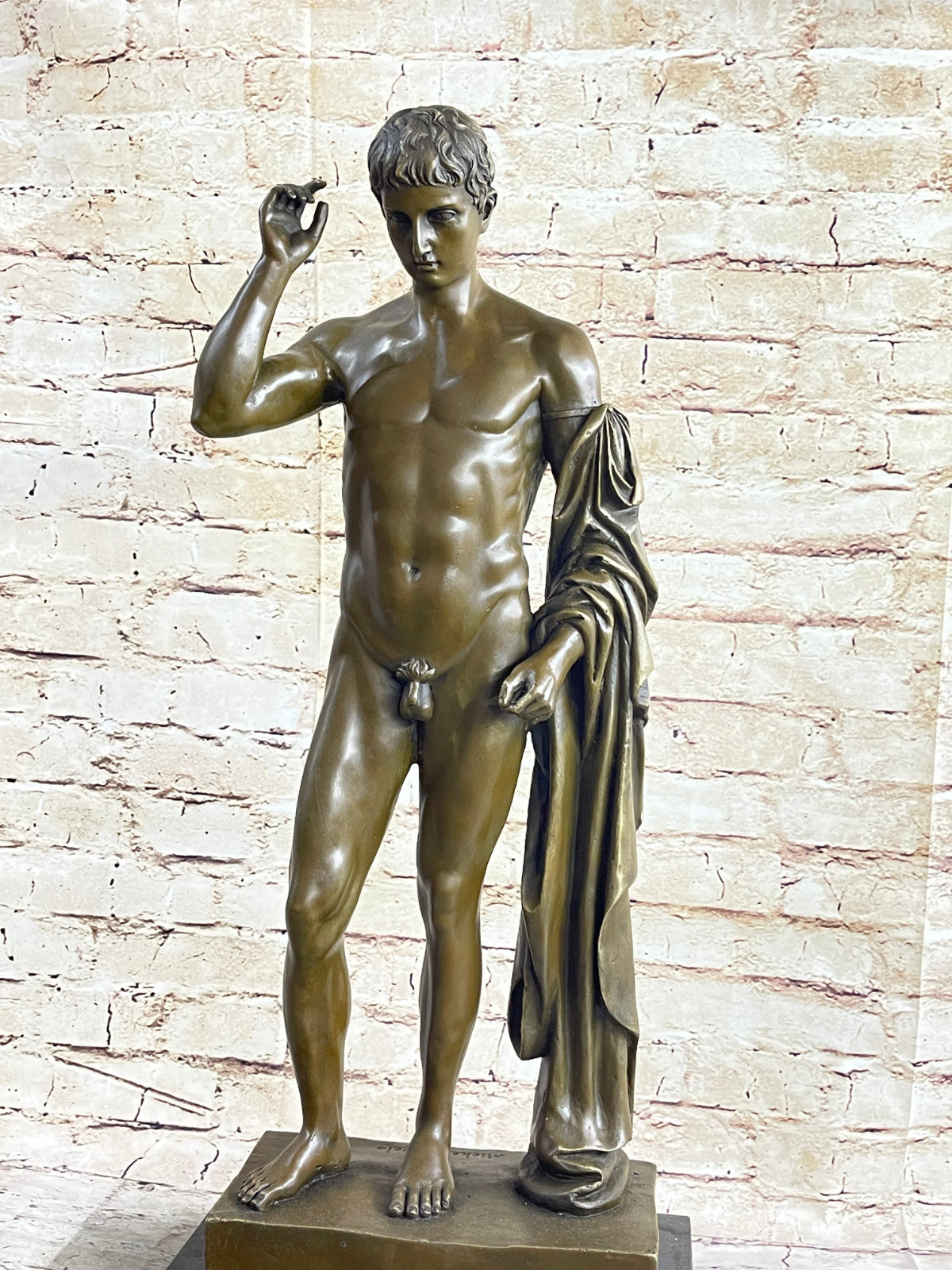 Nude Young Man Male David Bronze Marble Statue Sculpture Figurine Hot Cast Decor