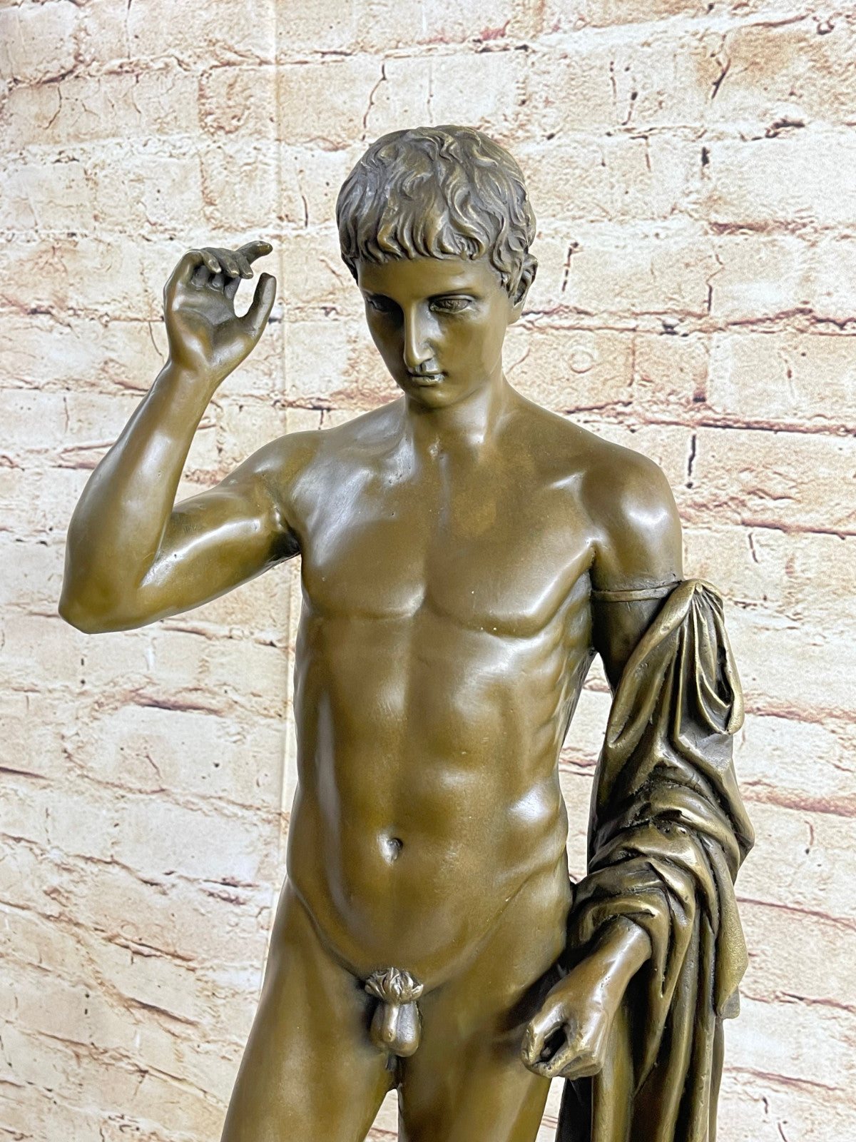 Nude Young Man Male David Bronze Marble Statue Sculpture Figurine Hot Cast Decor