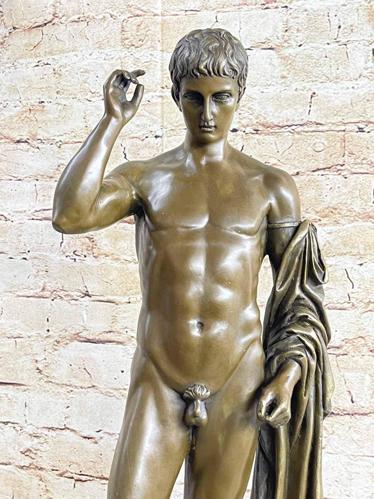 Nude Young Man Male David Bronze Marble Statue Sculpture Figurine Hot Cast Decor