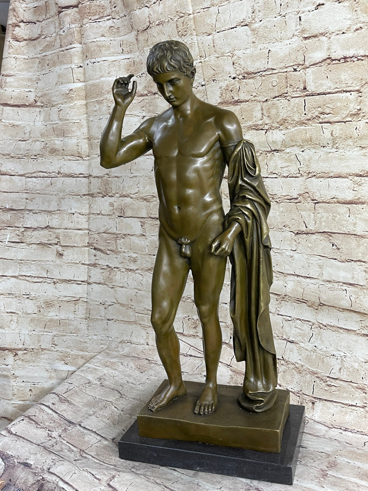 Nude Young Man Male David Bronze Marble Statue Sculpture Figurine Hot Cast Decor