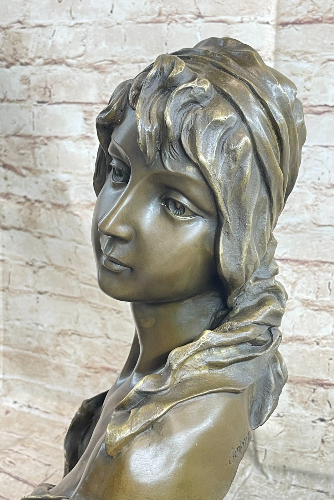 Art Nouveau Bronze Female Bust Figural Lost Wax Method Signed France Figurine SALE