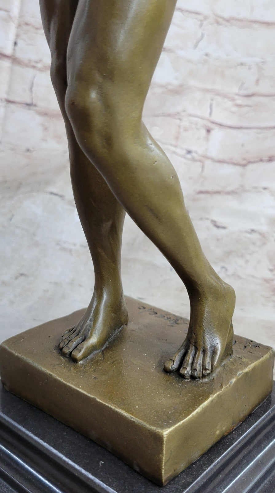 17" Tall Nude Male Man Michelangelo Bronze Sculpture Marble Base Figurine Sale