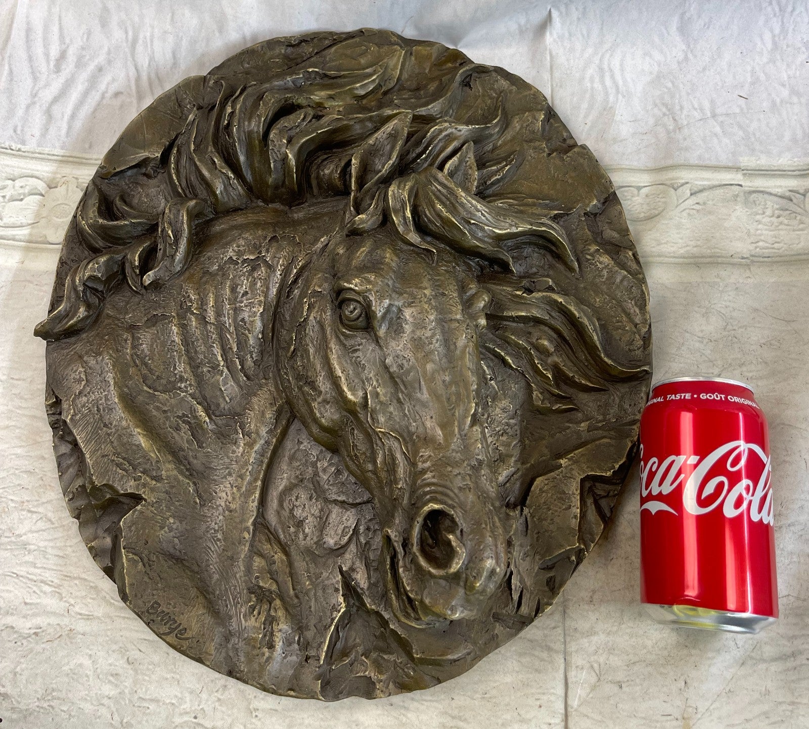 Handcrafted bronze sculpture SALE Head Horse Bust Unique Barye Signed Artwork