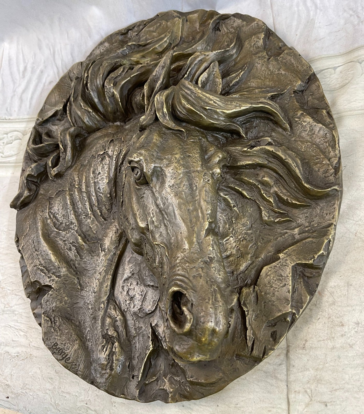 Handcrafted bronze sculpture SALE Head Horse Bust Unique Barye Signed Artwork