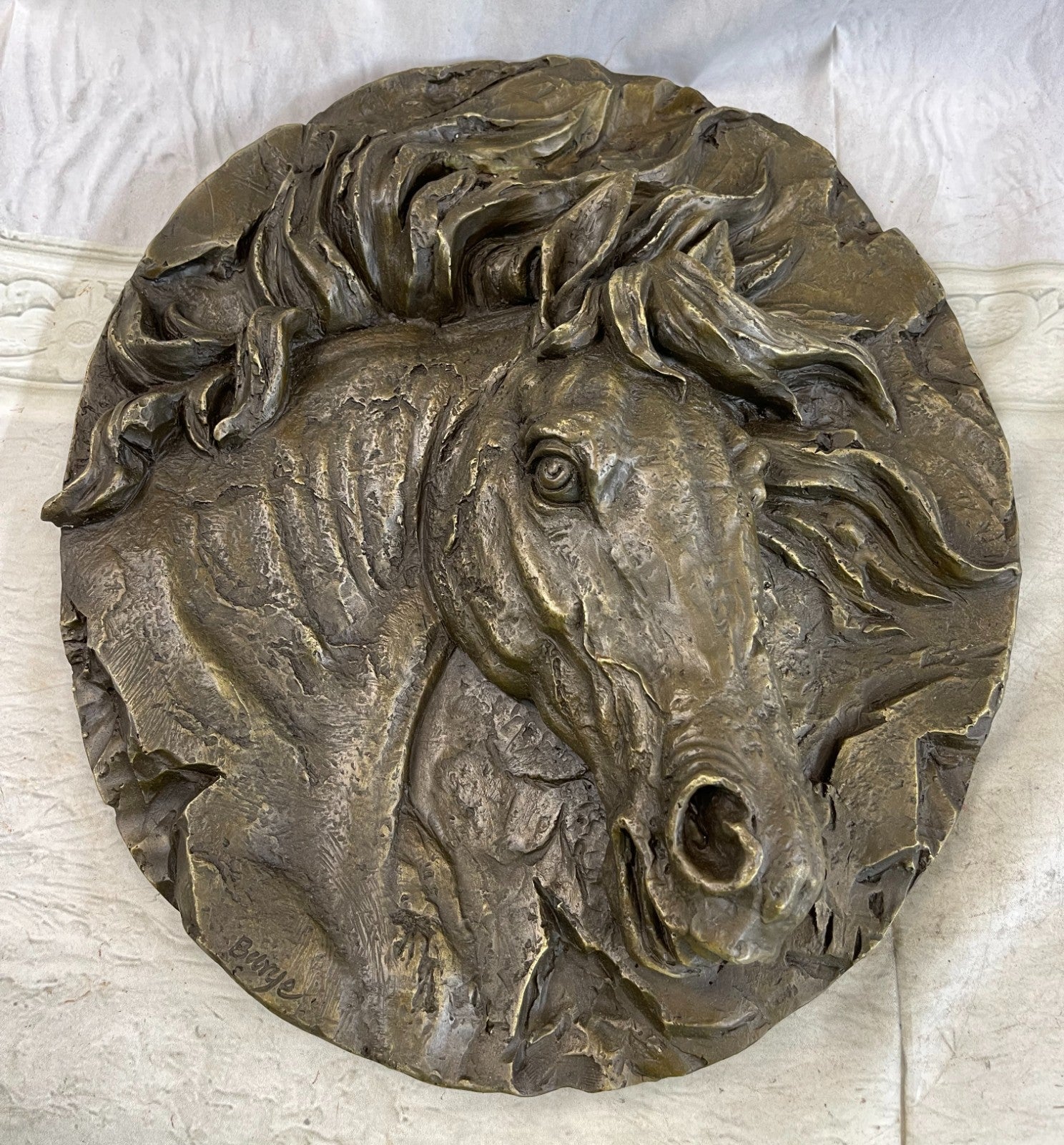 Handcrafted bronze sculpture SALE Head Horse Bust Unique Barye Signed Artwork