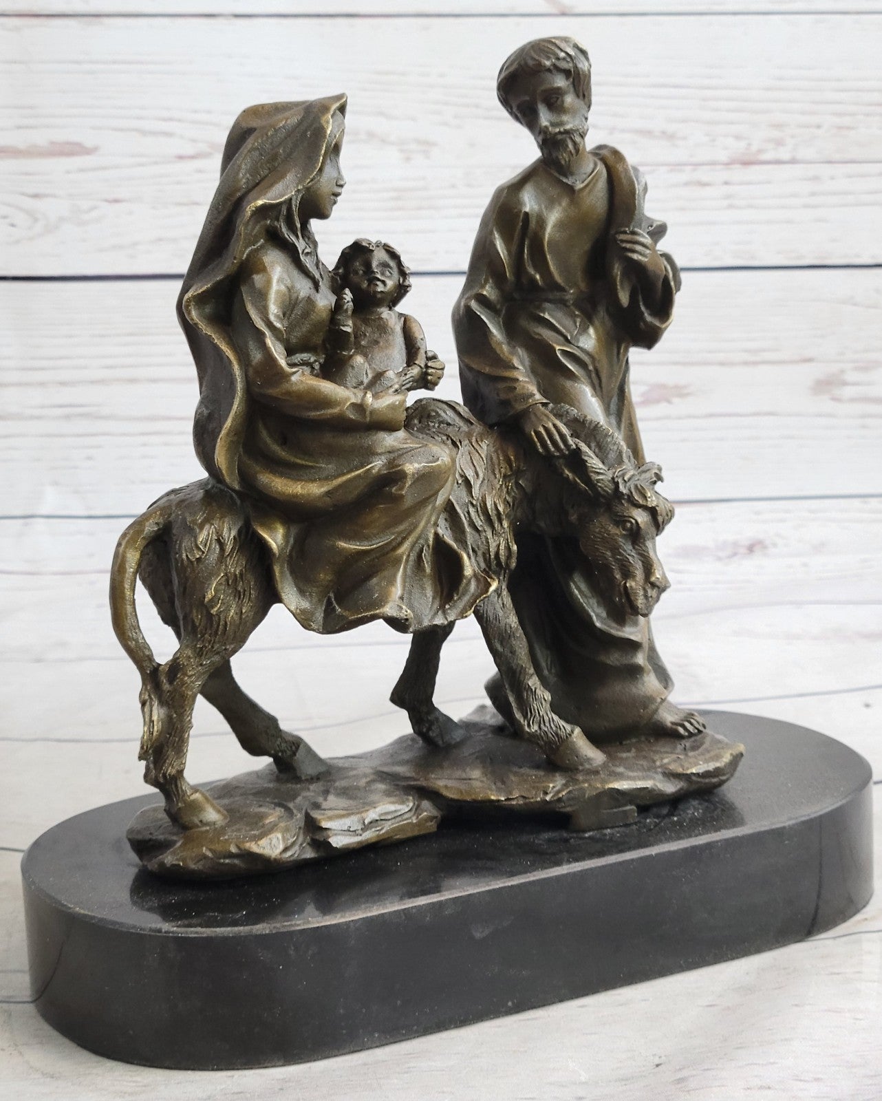 Handcrafted bronze sculpture SALE Ev Biblical Egypt Into Flight Signed Original