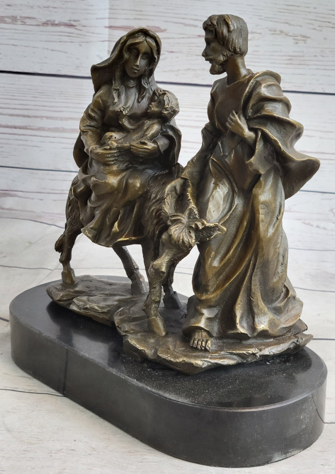 Handcrafted bronze sculpture SALE Ev Biblical Egypt Into Flight Signed Original