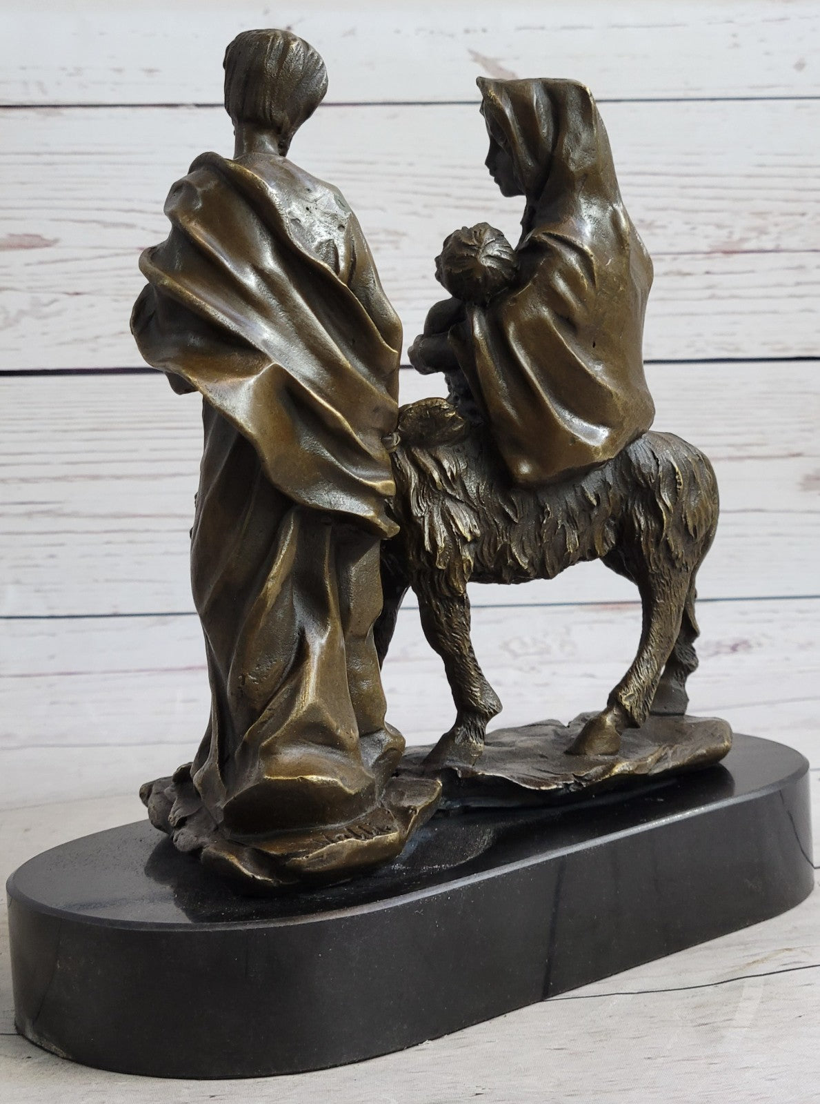 Handcrafted bronze sculpture SALE Ev Biblical Egypt Into Flight Signed Original