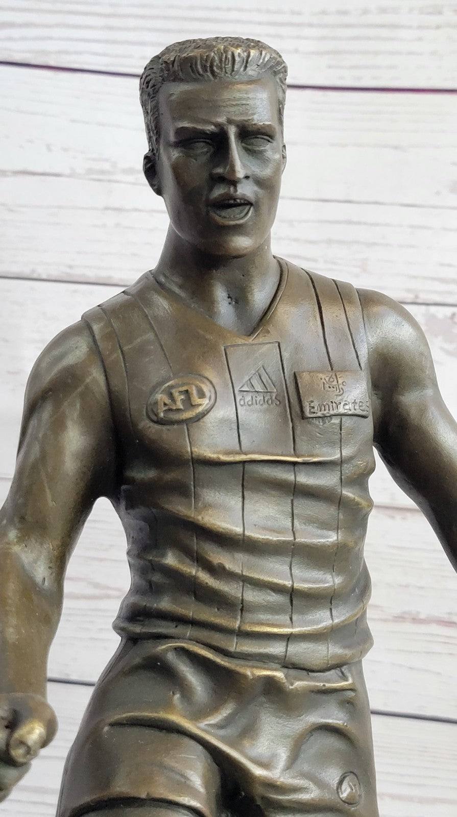 College Coach Gift Rugby Football Player Athlete Bronze Marble Statue Award Art