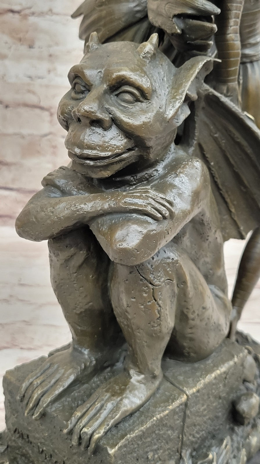 Mythical Magic: Hot Cast Bronze Art Deco Fairy with Gargoyle by Aldo Vitaleh