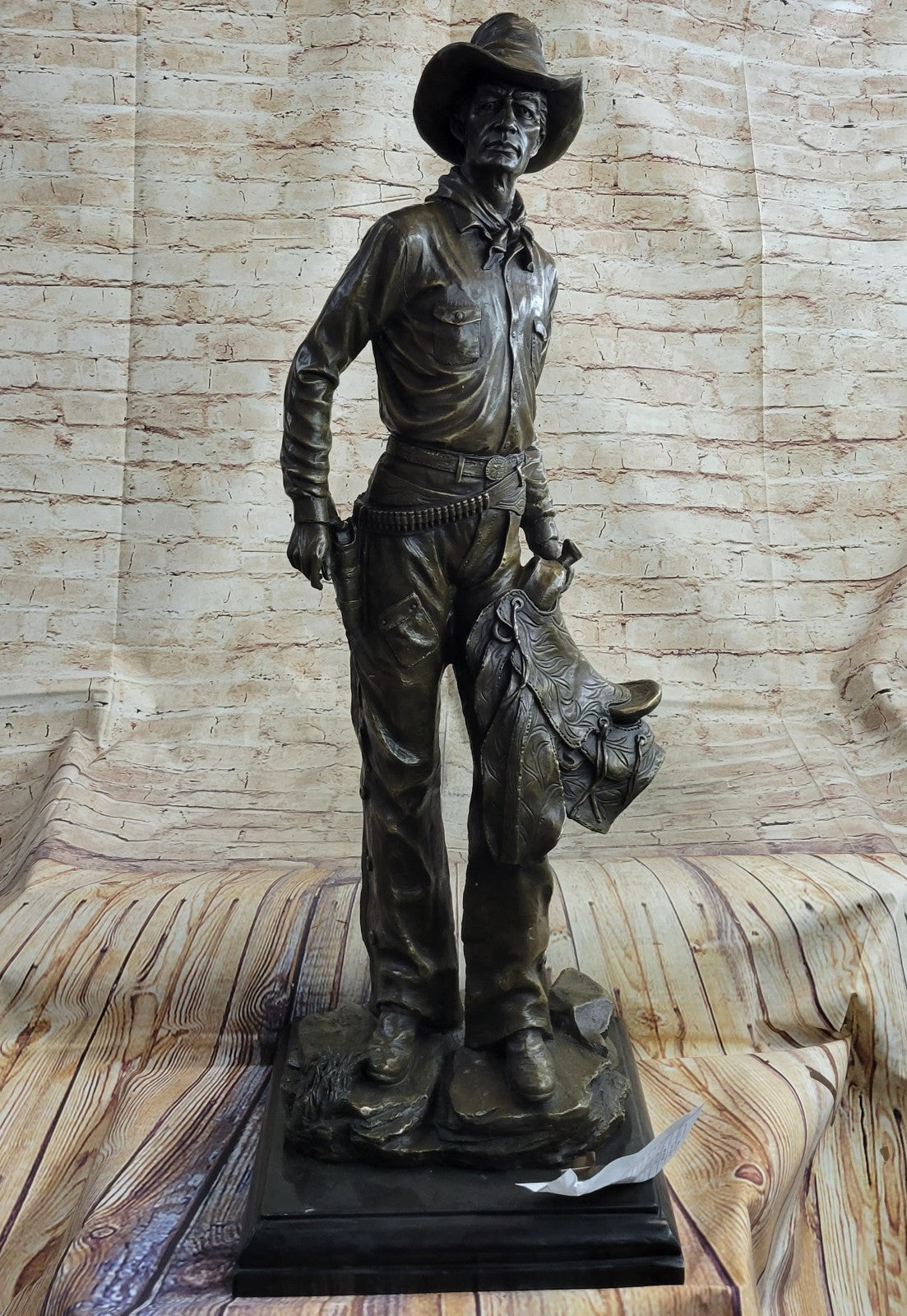 74 LBS Extra Large Cowboy Western Old West Hollywood Memorabilia Bronze