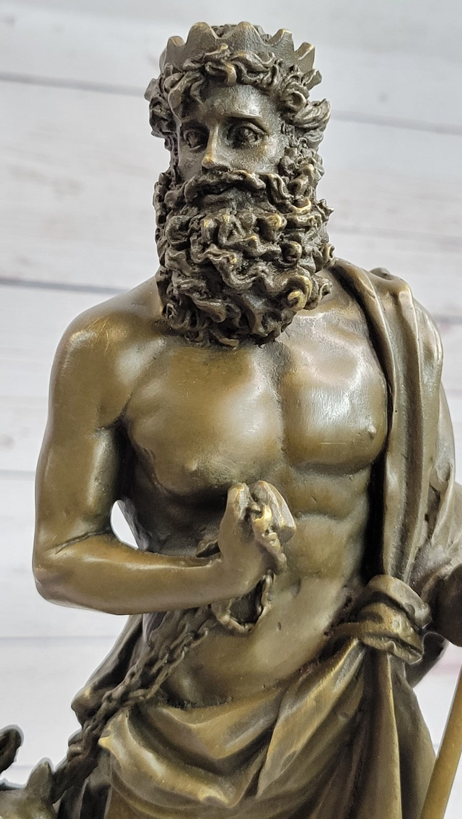 Signed Greek God Pluto With Dogs Mythical Bronze Sculpture Statue Figure Decor