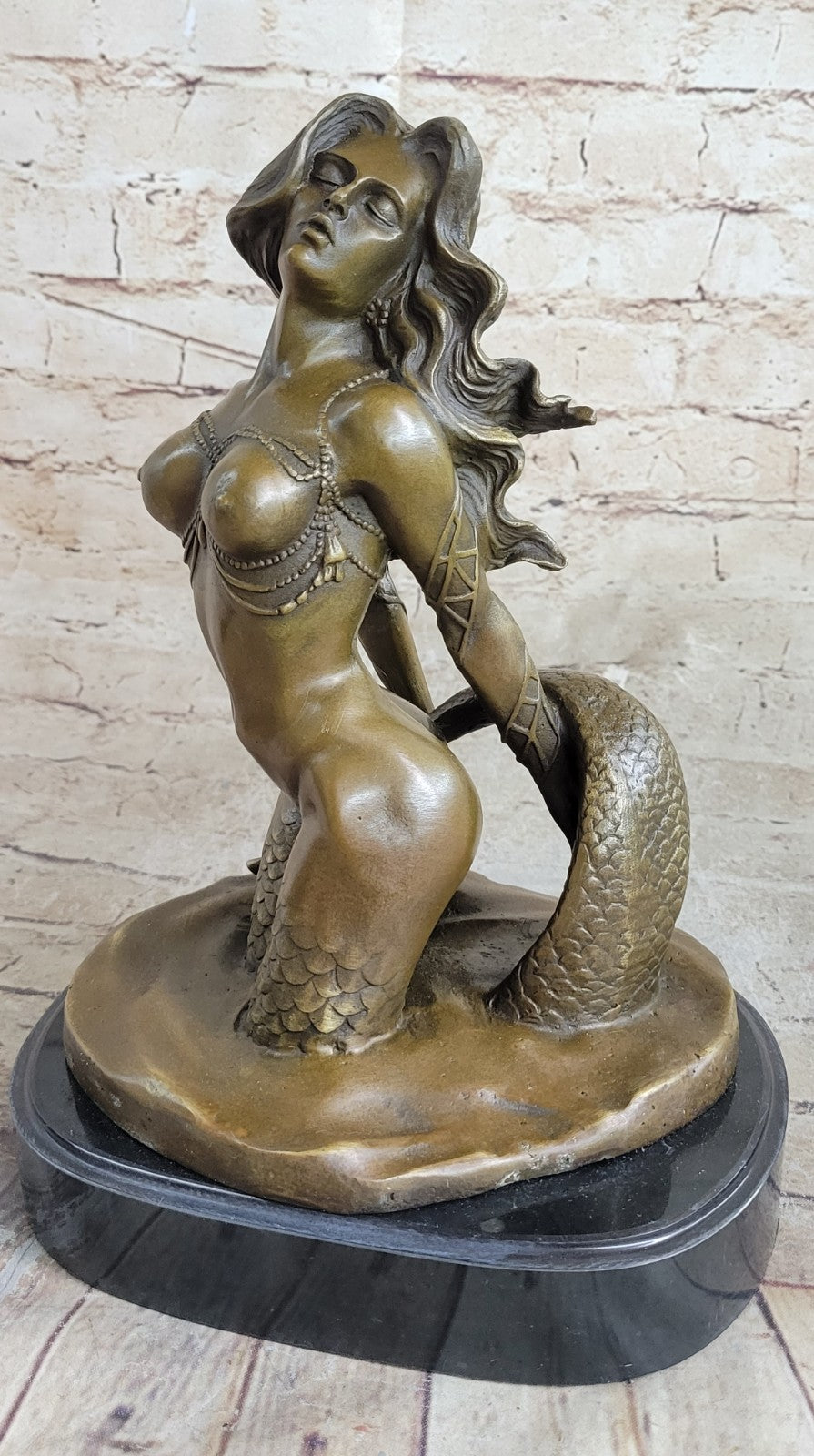 Cool Nauticals Hot Tropical Large Size Figure Head Mermaid Verde Bronze Nude