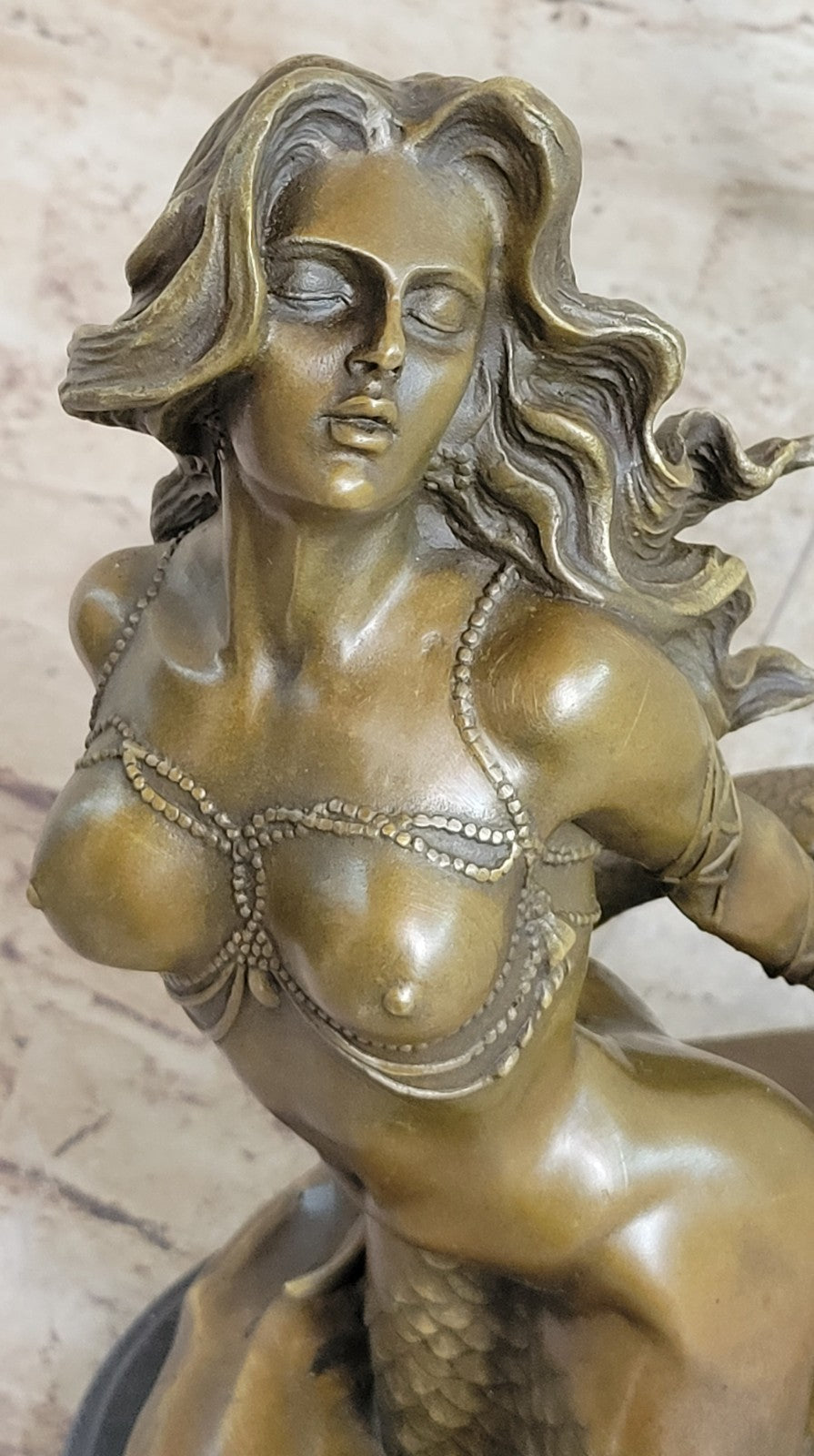 Cool Nauticals Hot Tropical Large Size Figure Head Mermaid Verde Bronze Nude