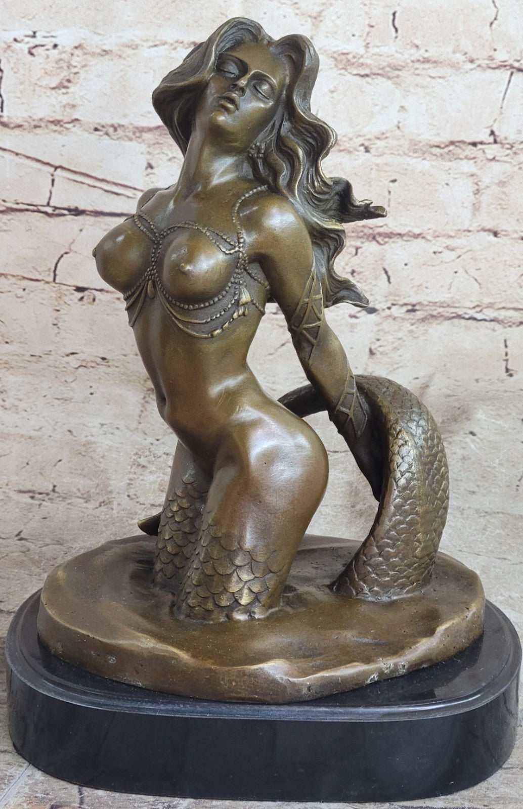 Cool Nauticals Hot Tropical Large Size Figure Head Mermaid Verde Bronze Nude