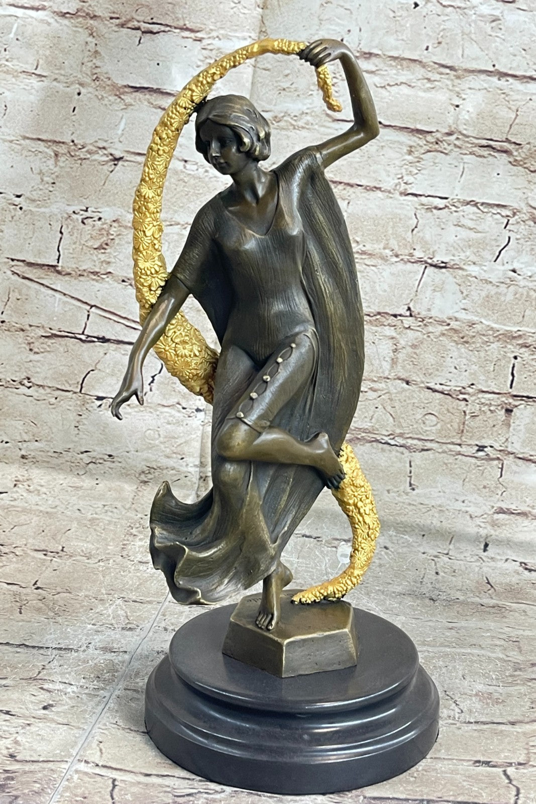 Art Deco Shawl Dancer Bronze Sculpture Marble Statue Figurine Fast Shipping!!