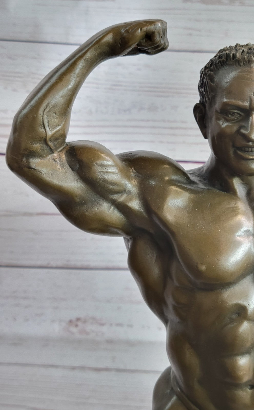 Handcrafted bronze sculpture SALE Decor Home Man Muscle Large Deco Art Original