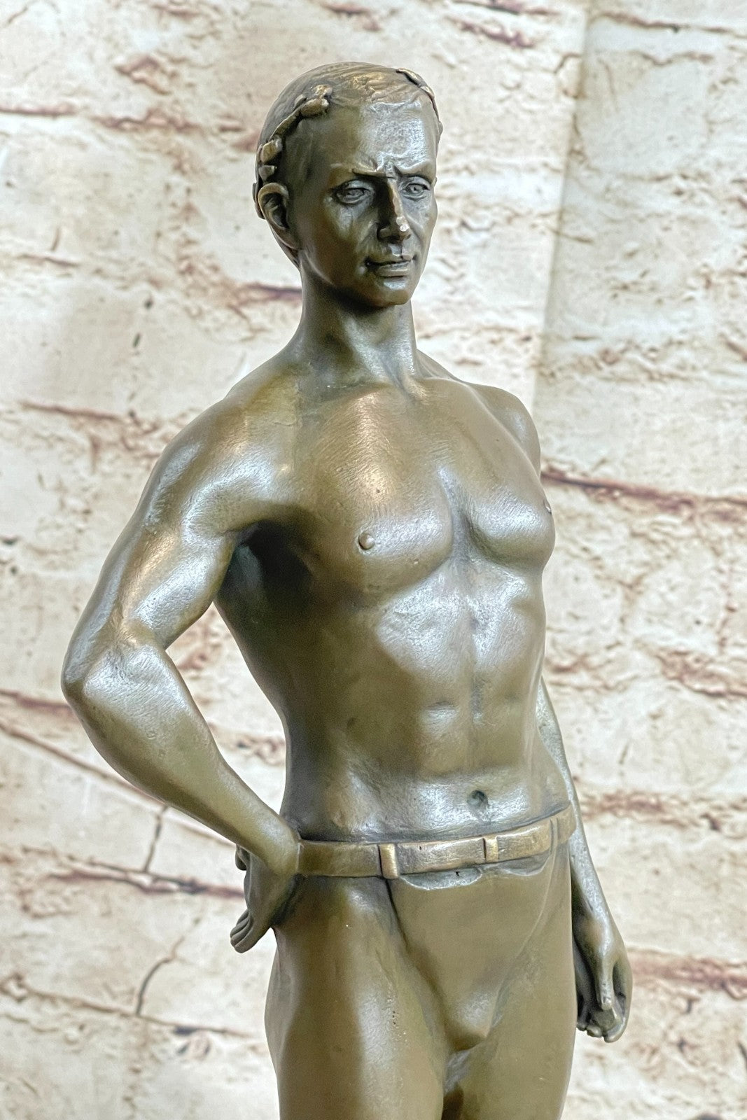 Handcrafted bronze sculpture SALE Bas Marble God Roman Athletic Original Signed