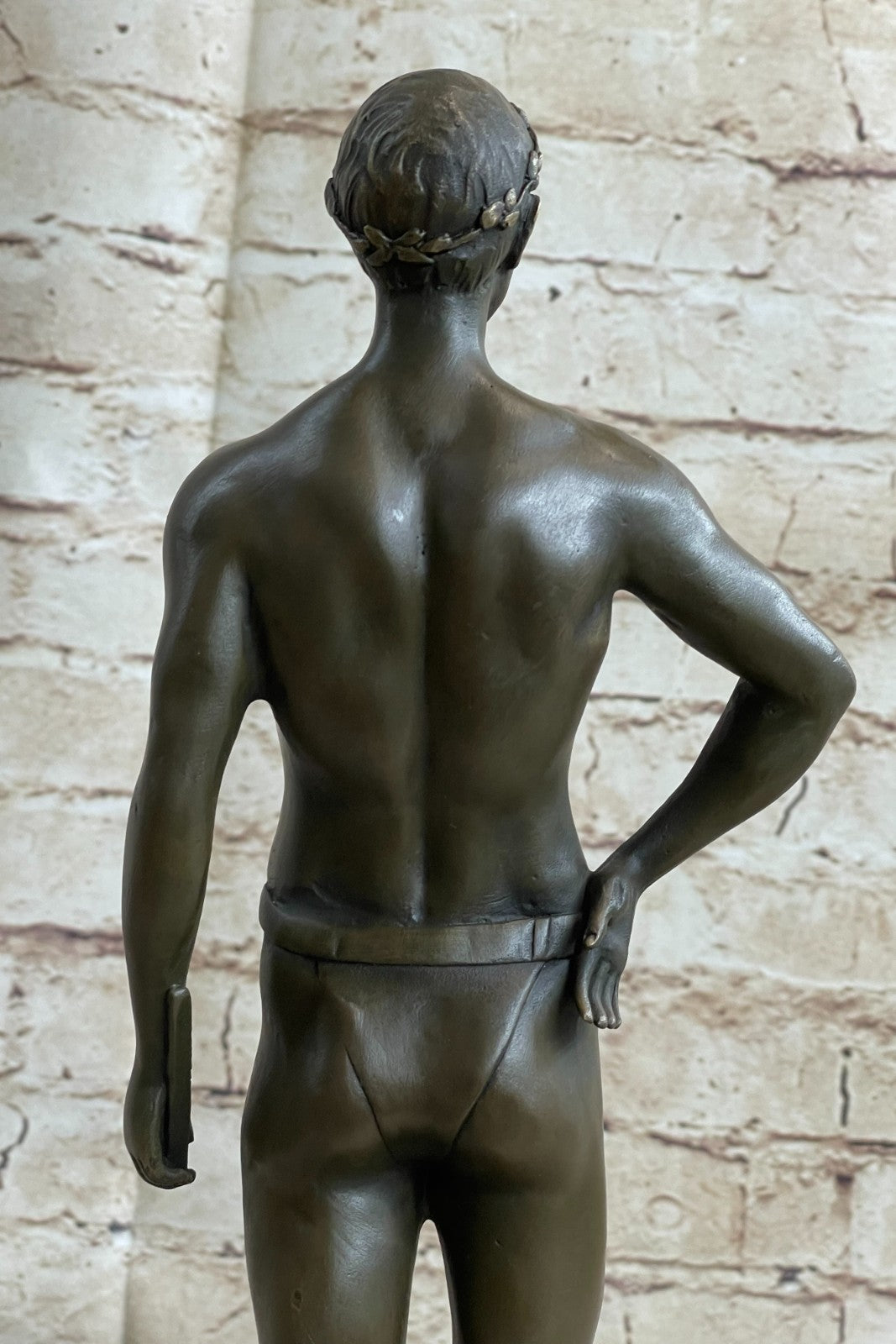 Handcrafted bronze sculpture SALE Bas Marble God Roman Athletic Original Signed