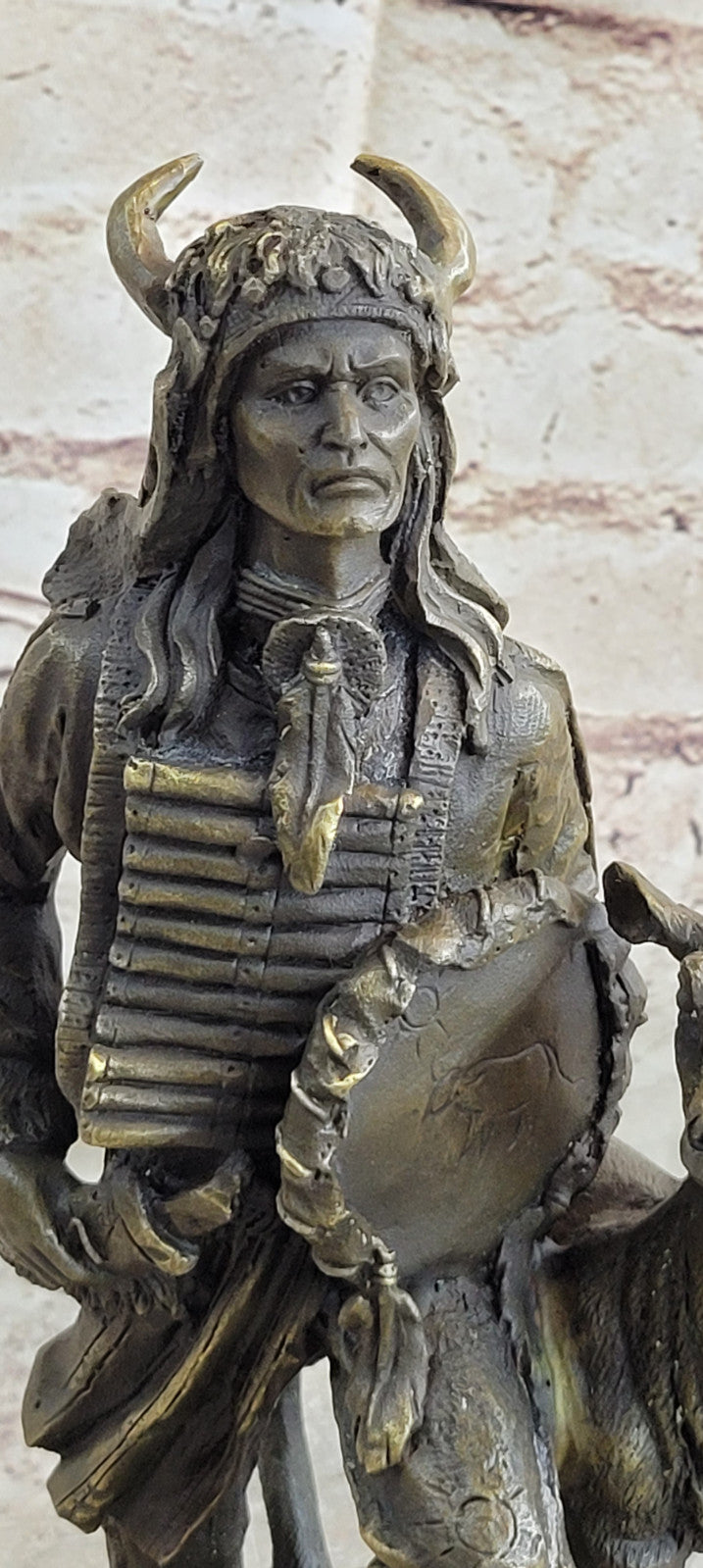 Western Artwork Real Handcrafted Bronze Indian Warrior  Lost Wax Method Statue