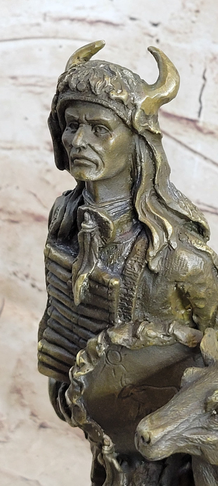 Western Artwork Real Handcrafted Bronze Indian Warrior  Lost Wax Method Statue